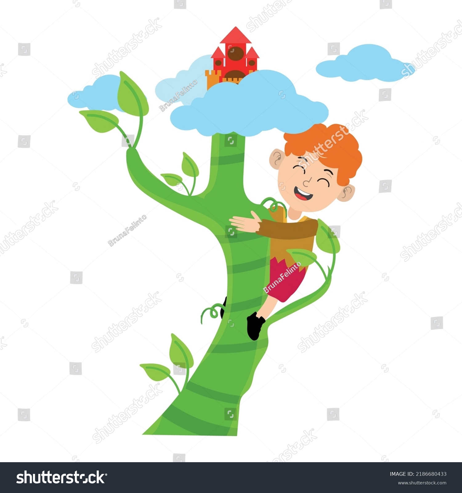 Jack Climbing On Magic Beanstalk Reach Stock Vector (Royalty Free ...