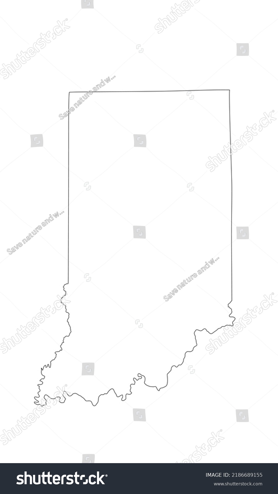 Blank Indiana Vector Map Silhouette Illustration Stock Vector (Royalty ...