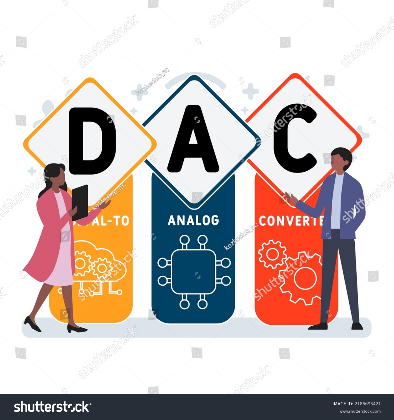 Dac Digitaltoanalog Converter Acronym Business Concept Stock Vector Royalty Free 2186693421 8548