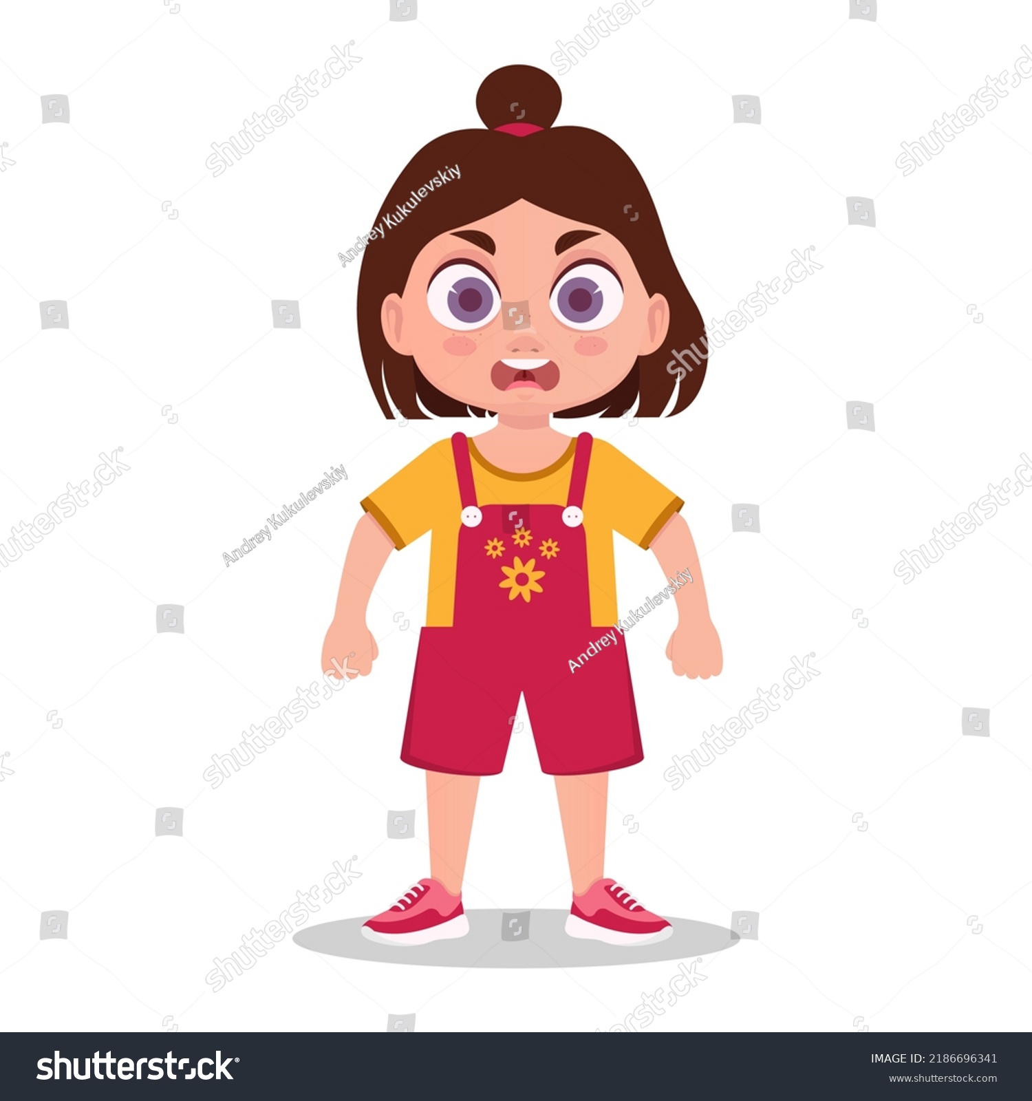 Cute Girl Angry Vector Illustration Stock Vector (royalty Free 