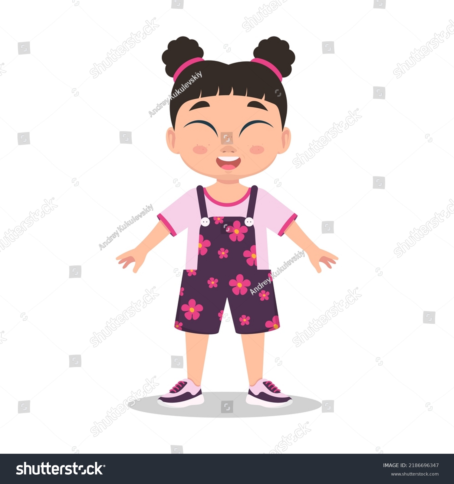 Cute Little Girl Smiles Vector Illustration Stock Vector (Royalty Free ...