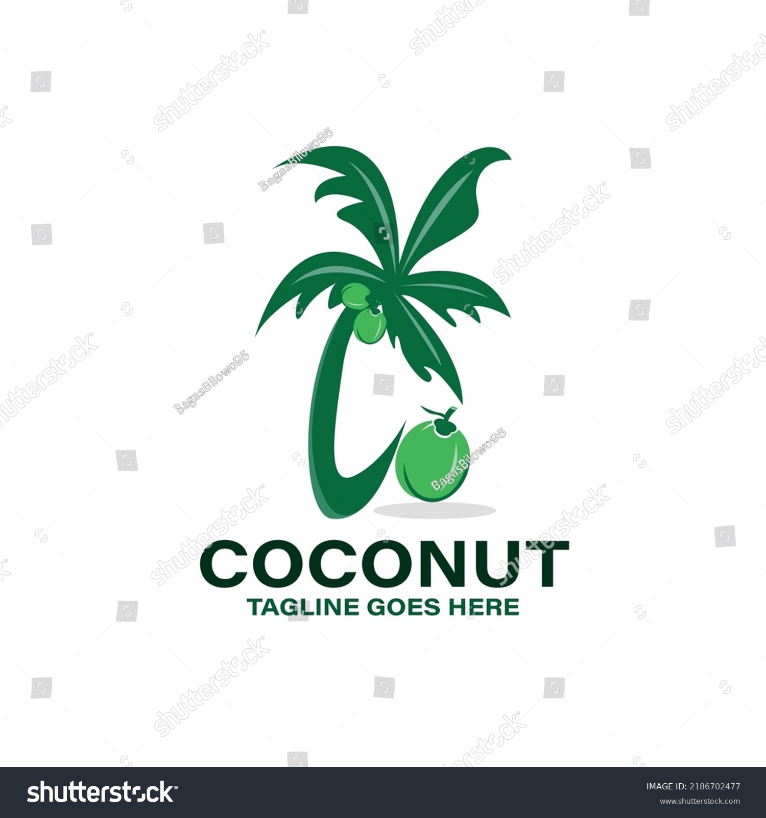 Illustration Coconut Tree Design Logo Vector Stock Vector (Royalty Free ...