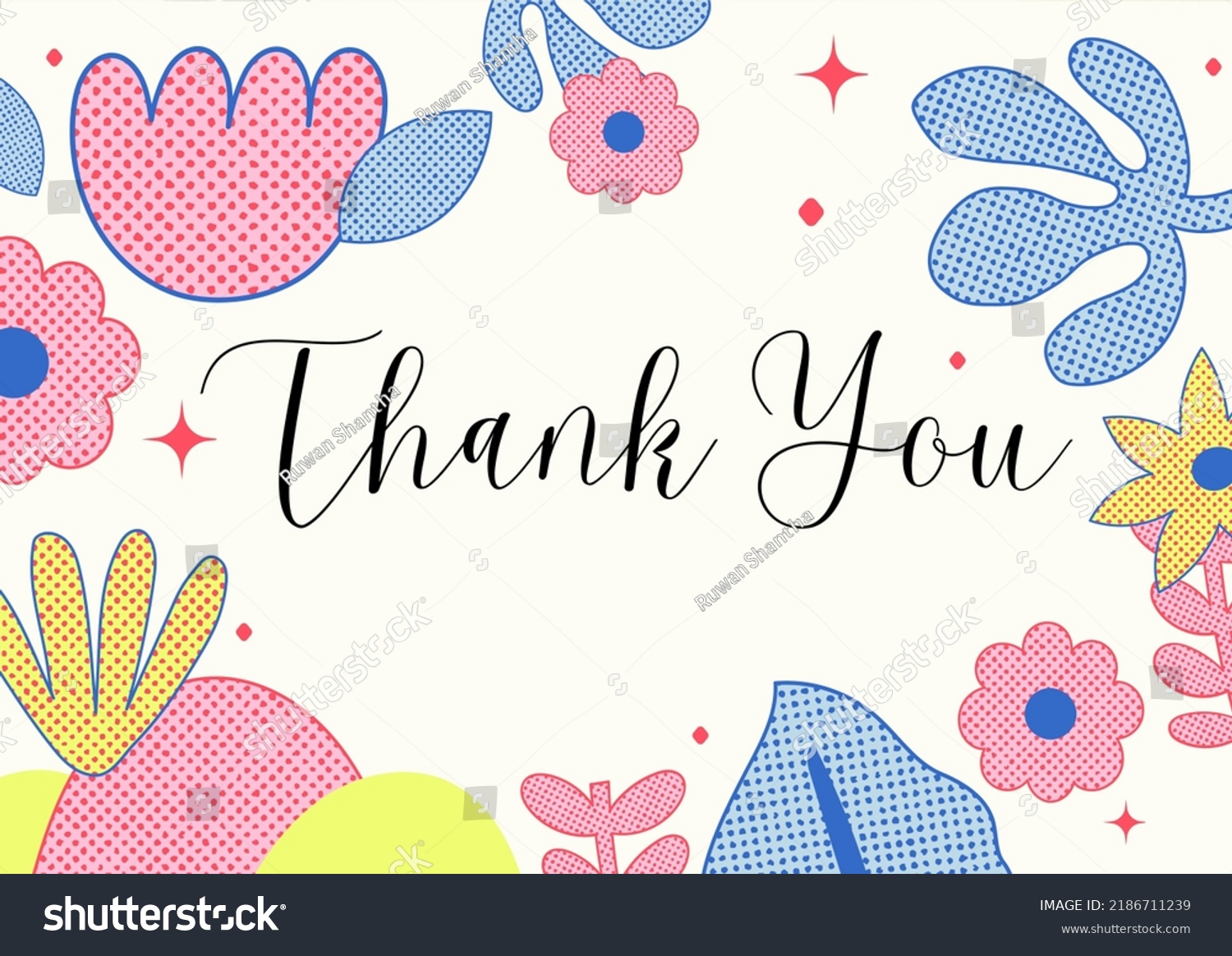 Thank You Appreciation Gratitude Floral Leaves Stock Illustration ...