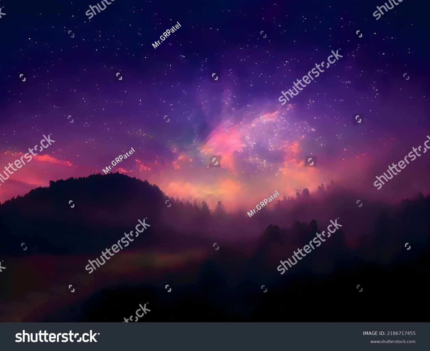 Colorful Cosmic Background Light Shining Stars Stock Illustration