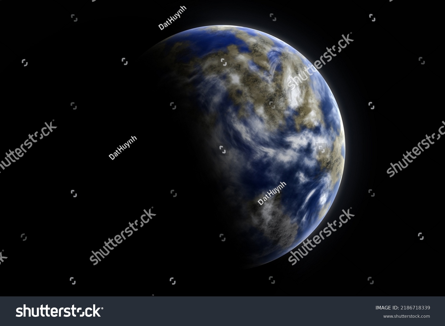 Blue Earthlike Rocky Exoplanets Design Mysterious Stock Illustration ...