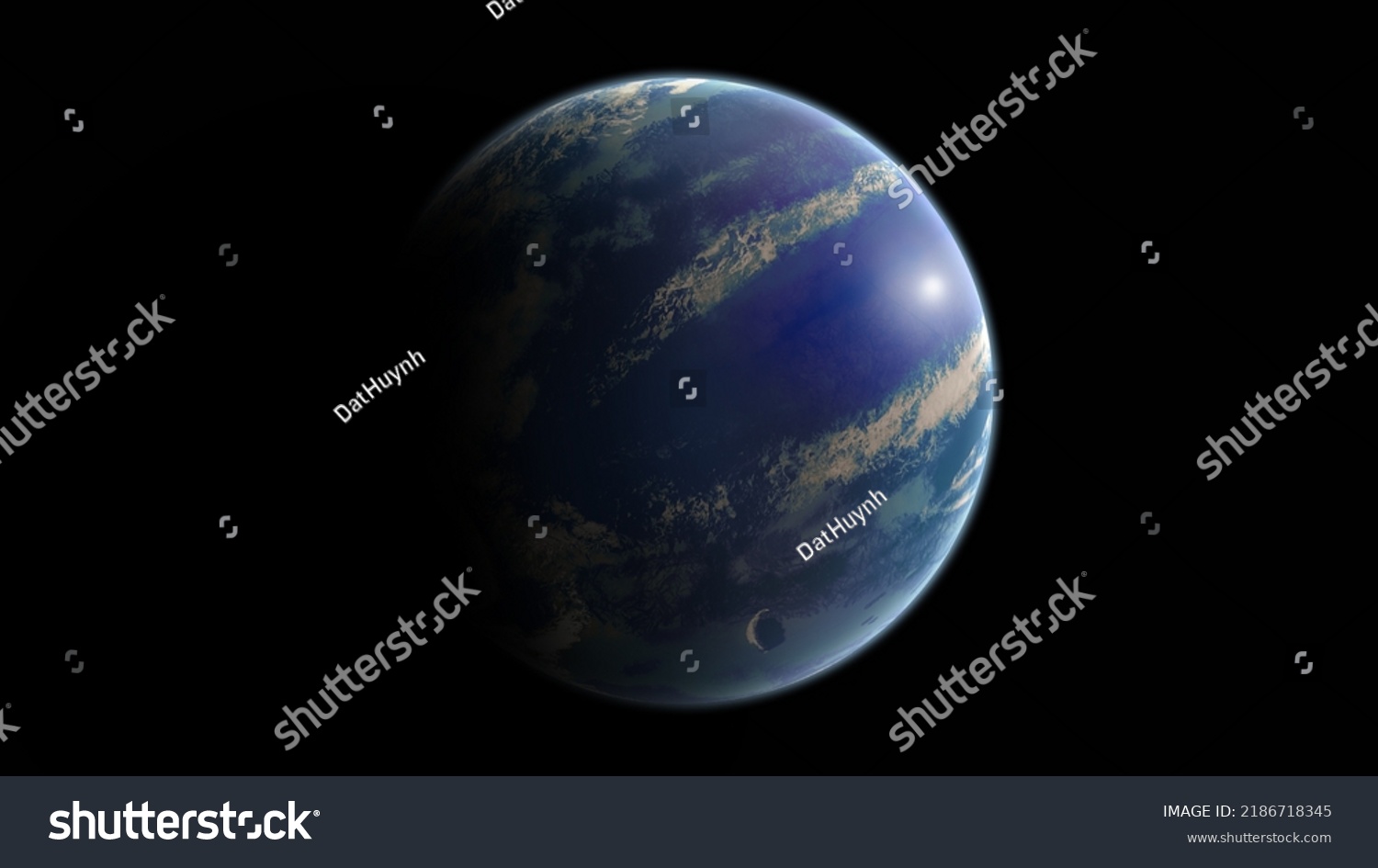 Blue Earthlike Rocky Exoplanets Design Mysterious Stock Illustration ...