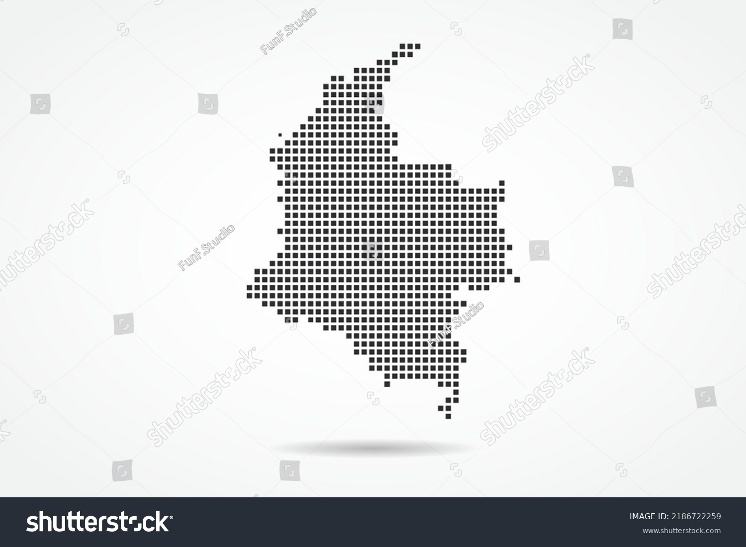 Colombia Map World Map Vector Template Stock Vector Royalty Free   Stock Vector Colombia Map World Map Vector Template With Black Pixel Grid Grunge Halftone Style Isolated On 2186722259 