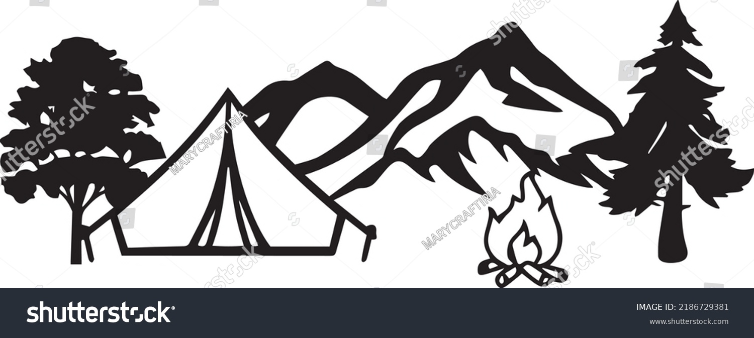 Tent Vector Clip Art Black White Stock Vector (Royalty Free) 2186729381 ...