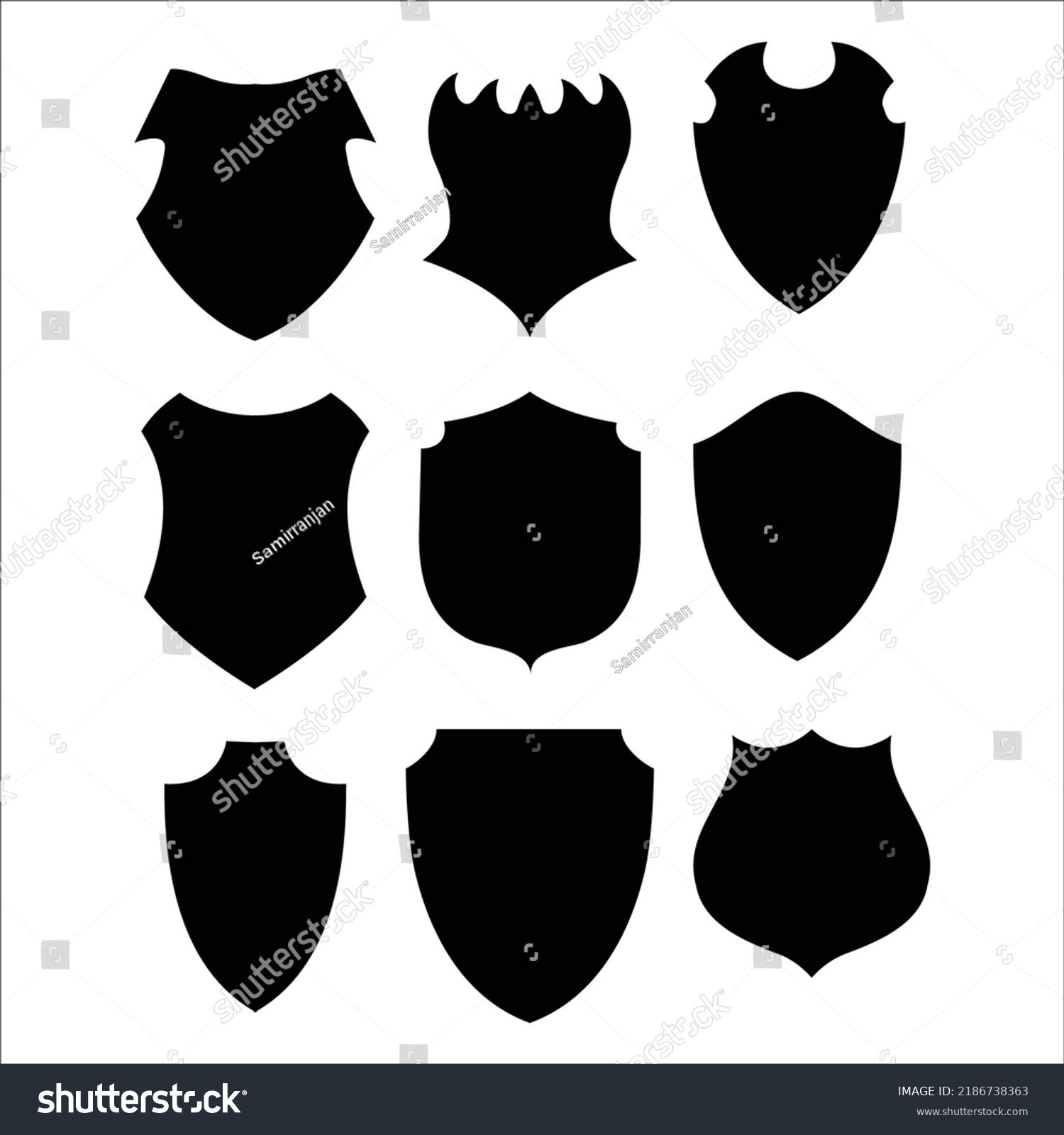 Vector Set Protect Guard Shields Silhouettes Stock Vector (Royalty Free ...