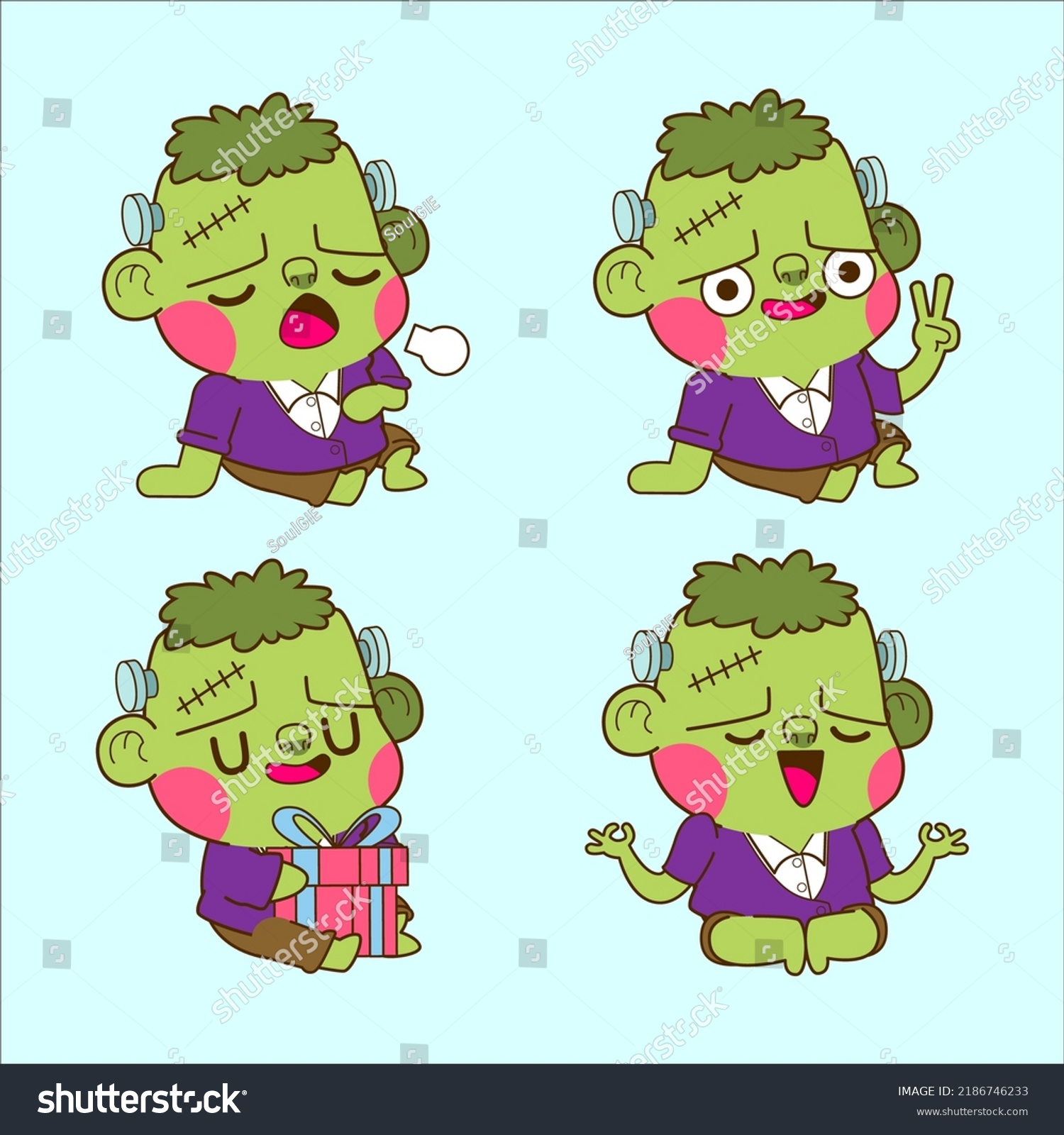 Halloween Cute Ogre Sticker Set Ogre Stock Vector (Royalty Free ...