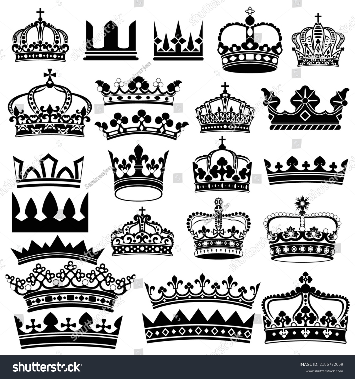 Vector Set Heraldic Crowns Silhouettes Illustration Stock Vector ...