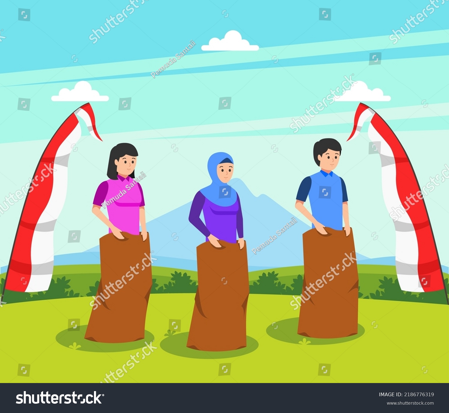 Indonesia Traditional Games During Independence Day Stock Vector ...