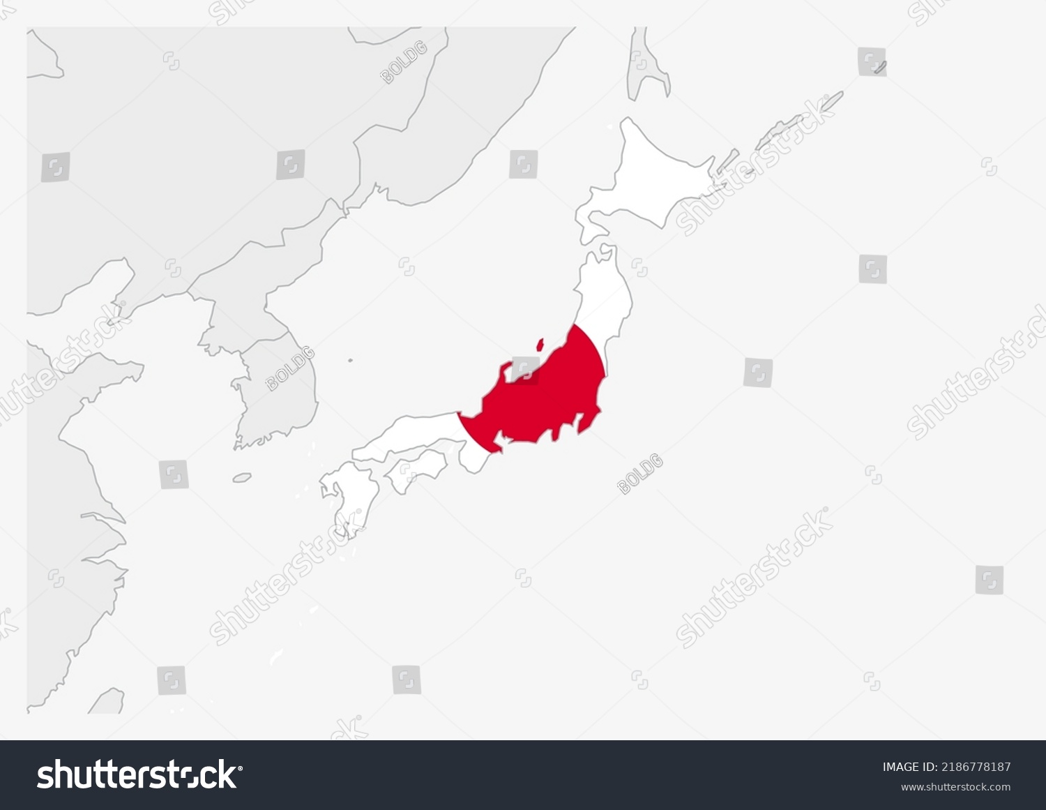 Japan Map Highlighted Japan Flag Colors Stock Vector (Royalty Free ...