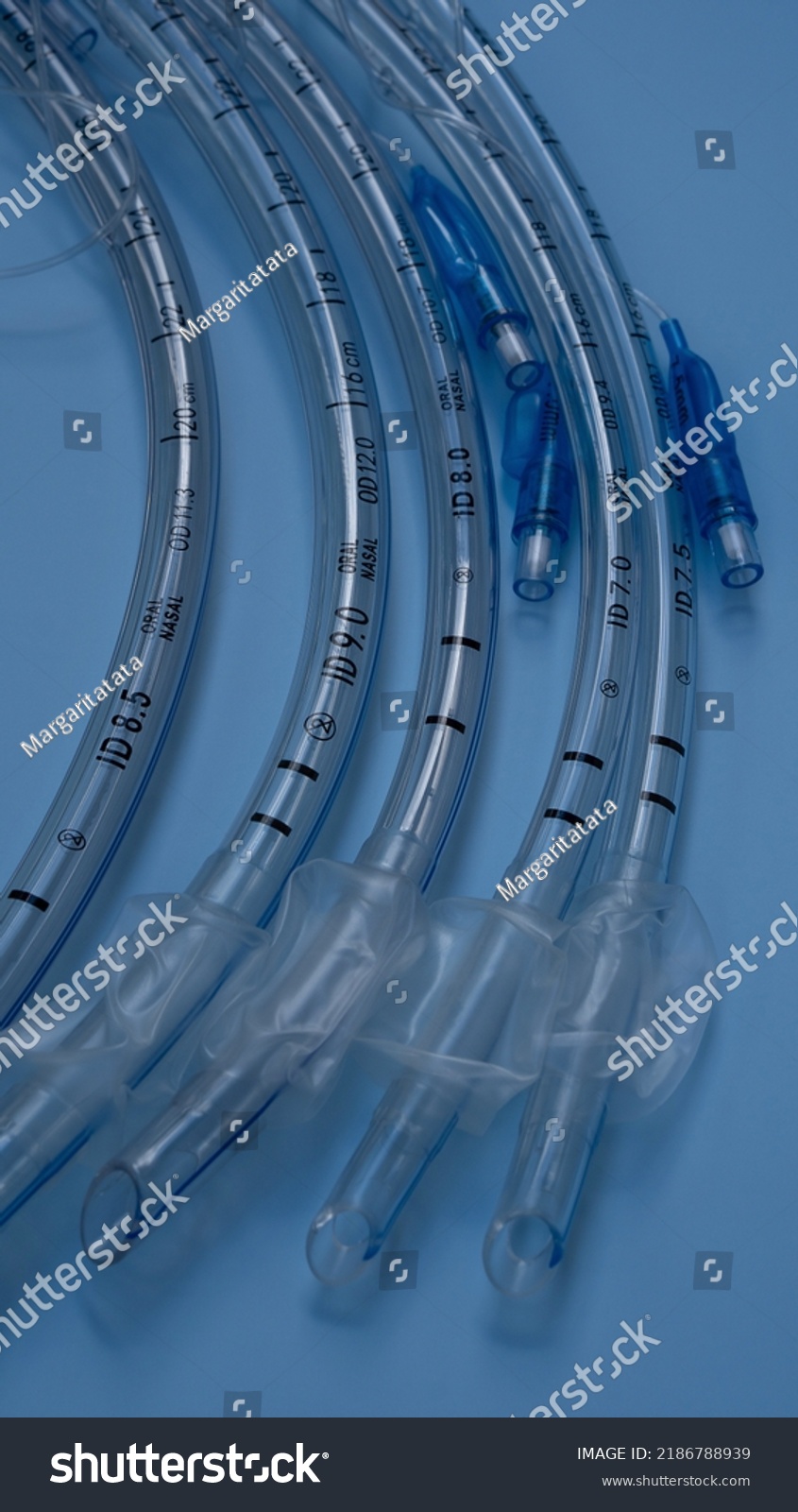 Endotracheal Tubes Different Sizes Diameters Lie Stock Photo 2186788939 