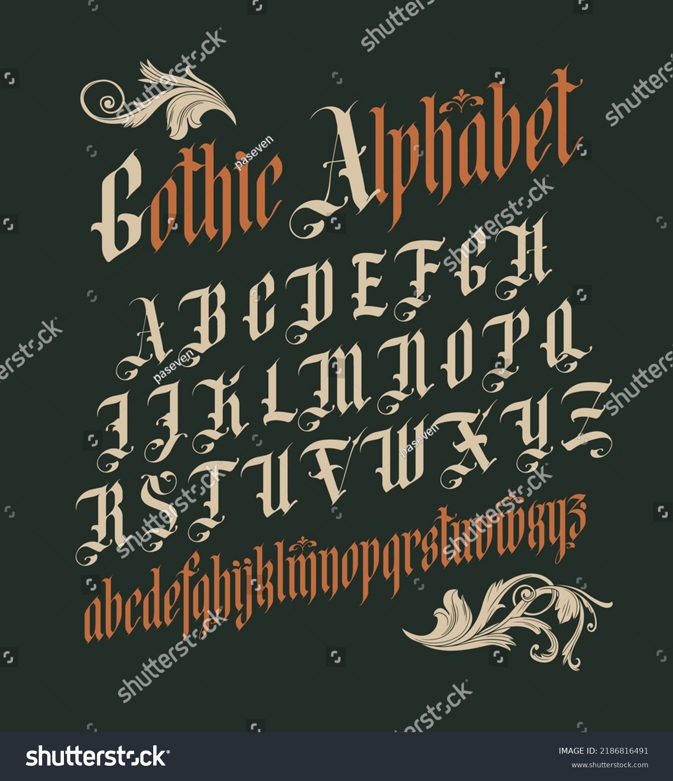 Gothic Font Full Set Capital Letters Stock Vector (Royalty Free ...