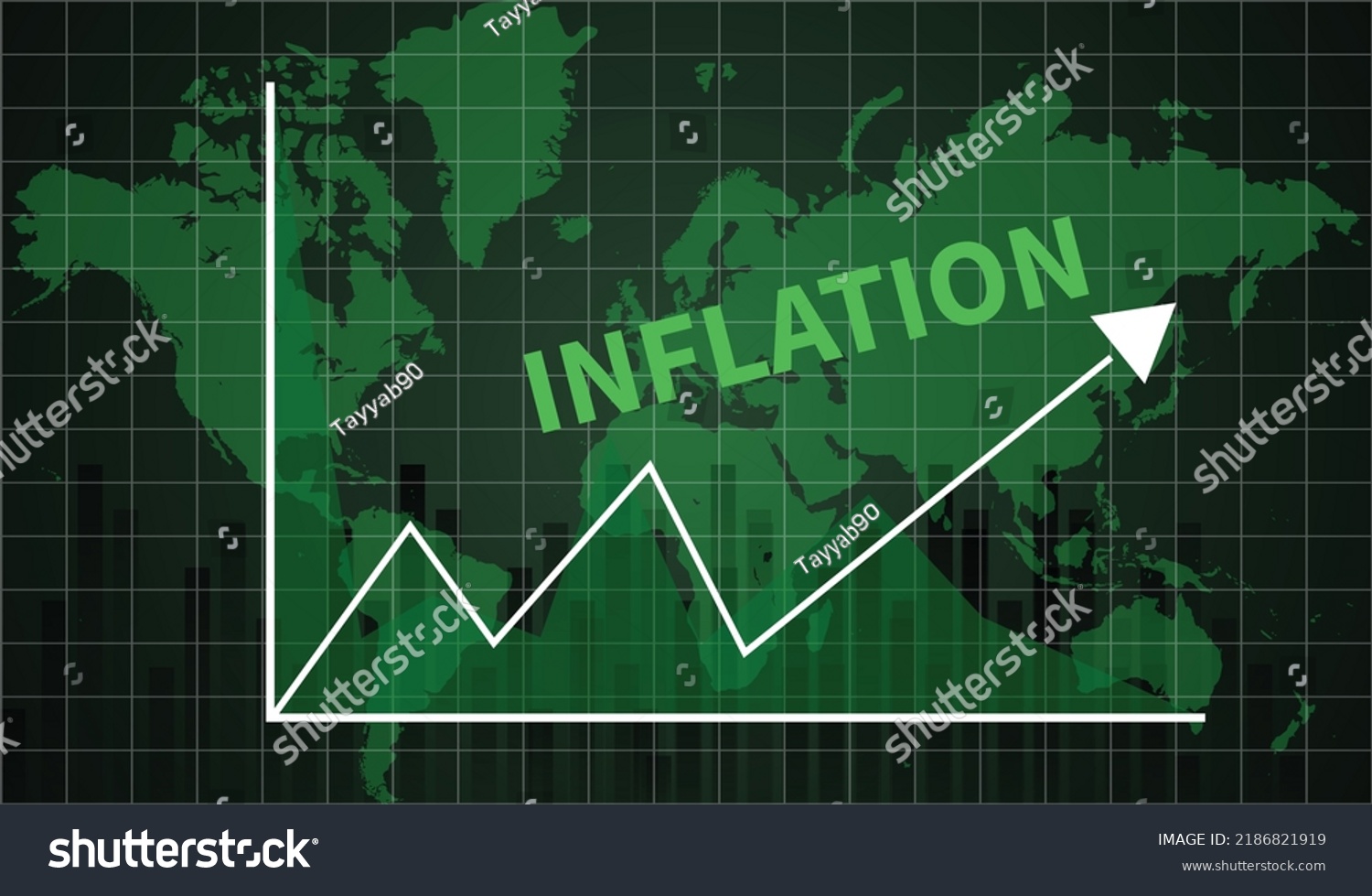 Inflation Background Worldwide Graph Showing Increase Stock Vector ...