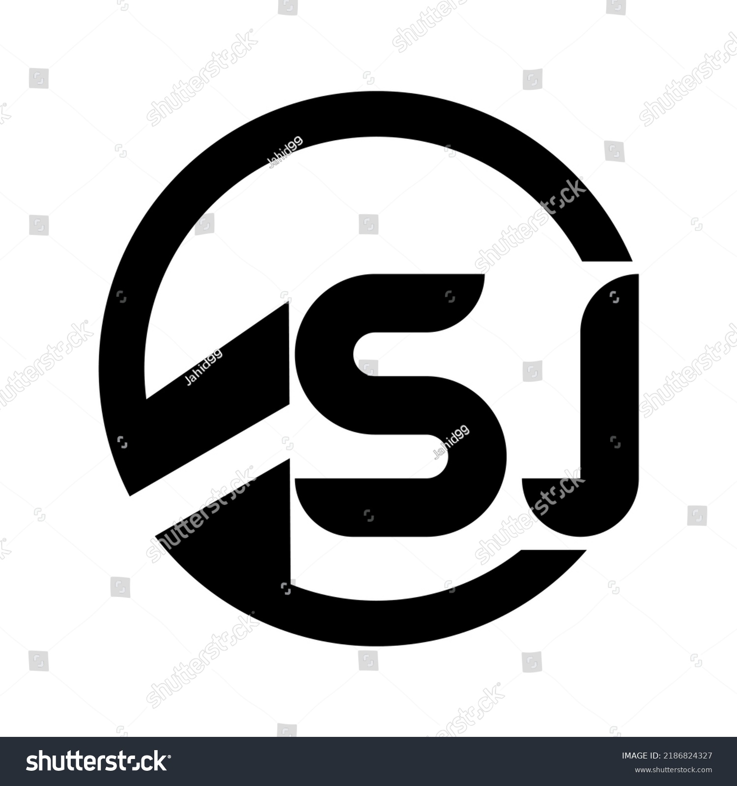 Sj Letter Logo Design On Black Stock Vector (Royalty Free) 2186824327 ...