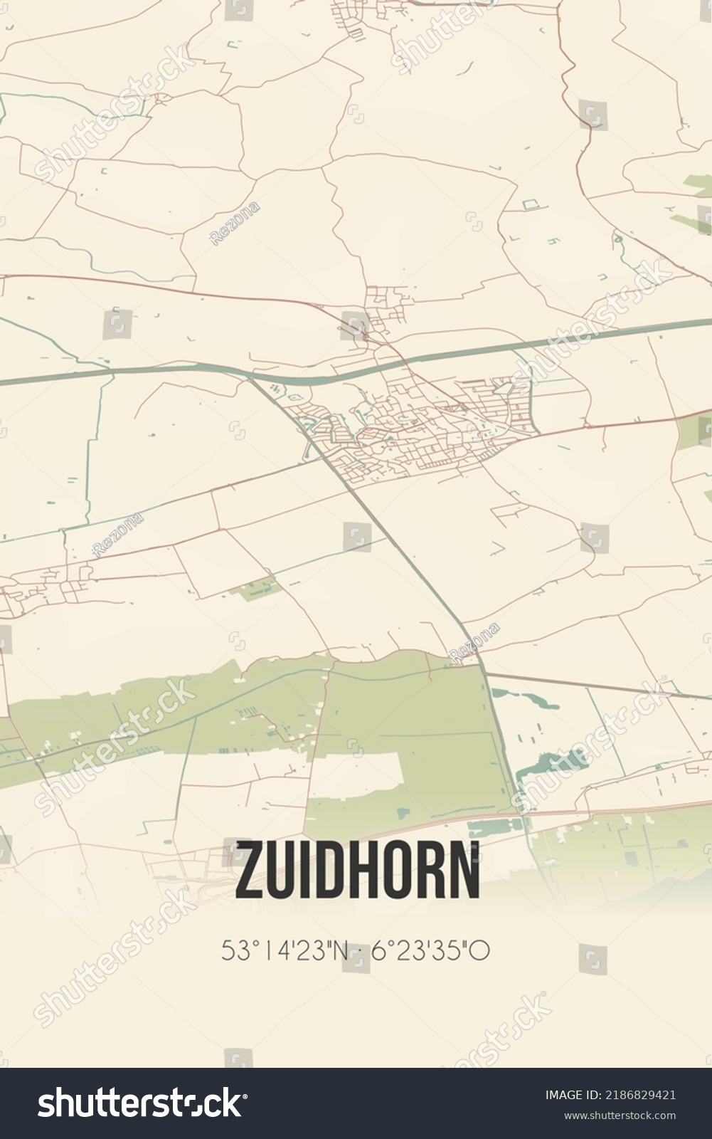 Stock Photo Retro Dutch City Map Of Zuidhorn Located In Groningen Vintage Street Map 2186829421 