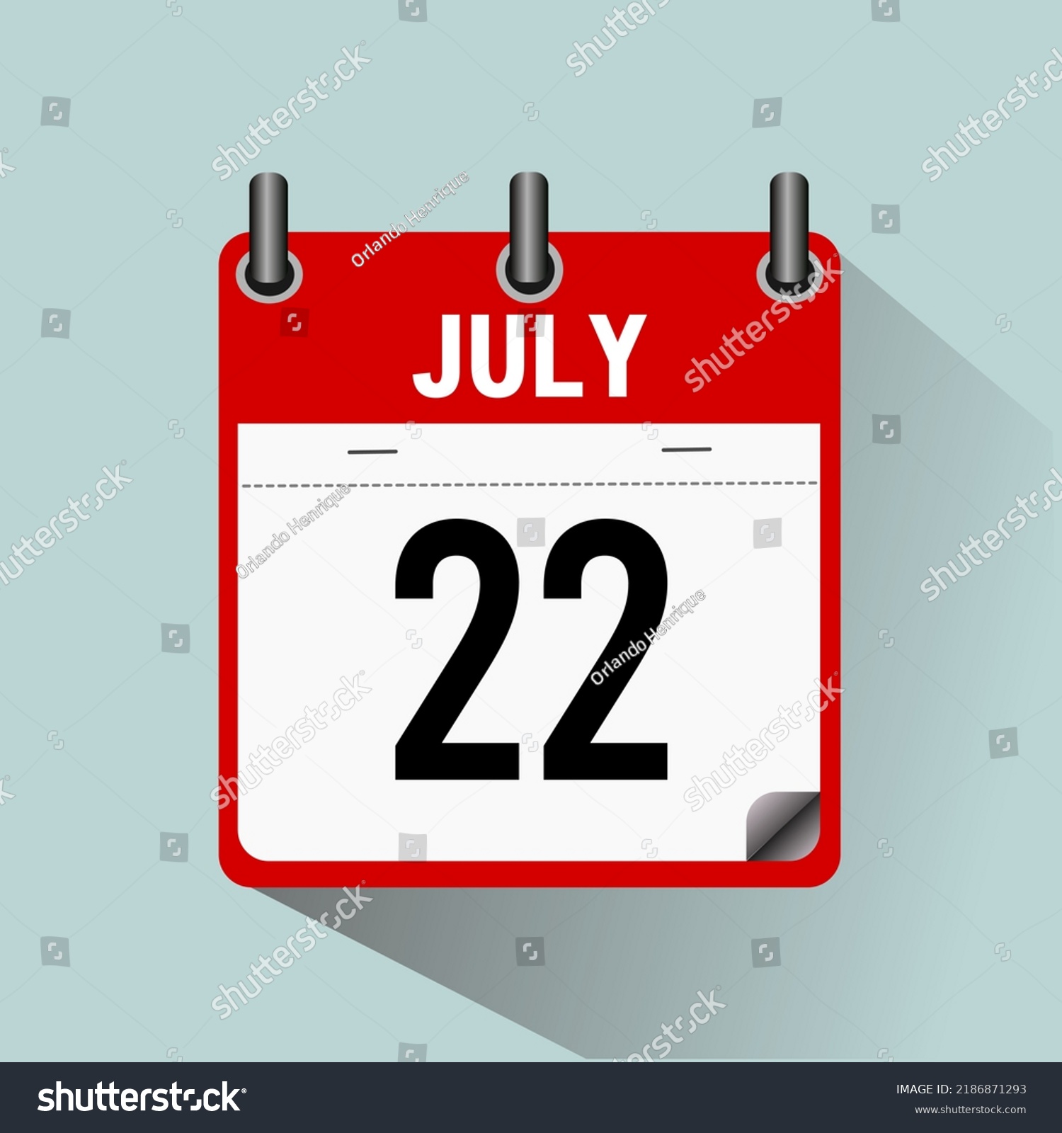 July 22 Calendar Icon Vector Illustration Stock Vector Royalty Free
