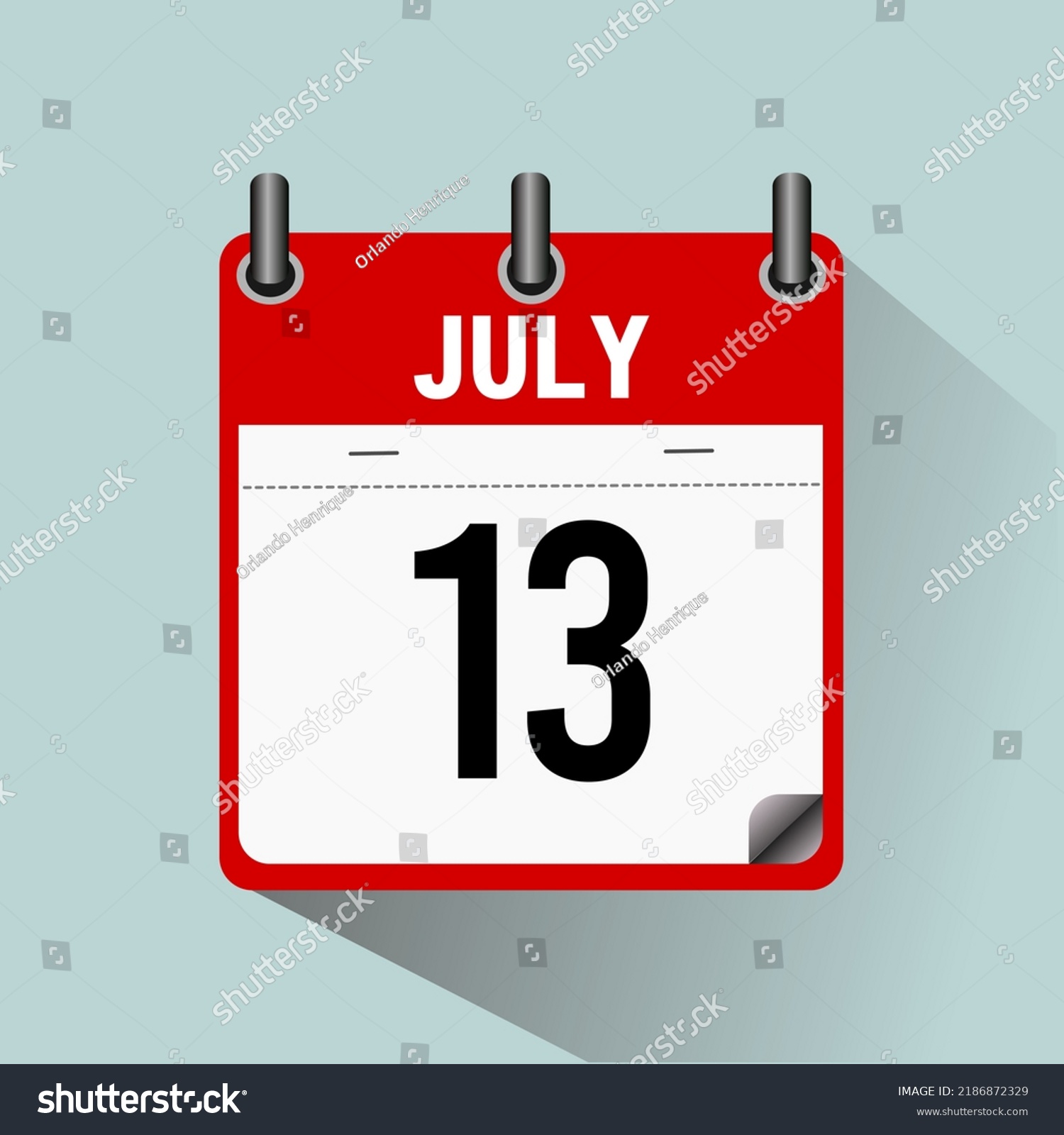 July 13 Calendar Icon Vector Illustration Stock Vector (Royalty Free ...