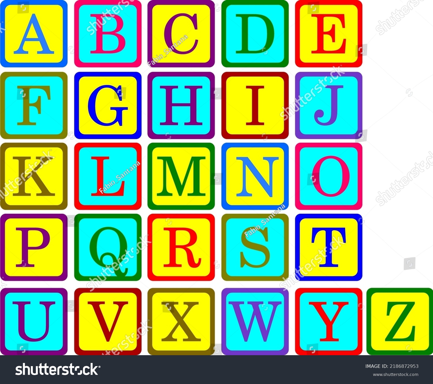 Cube Letters Alphabet Colorful Didactic Stock Vector (Royalty Free ...