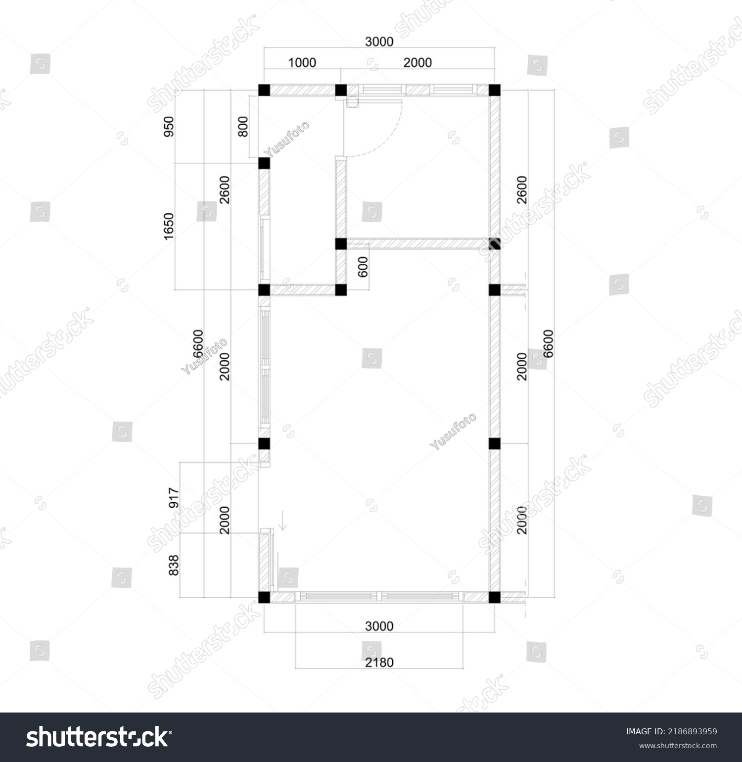 Apartment Floor Plan Sketch Dimensions Stock Vector (Royalty Free ...