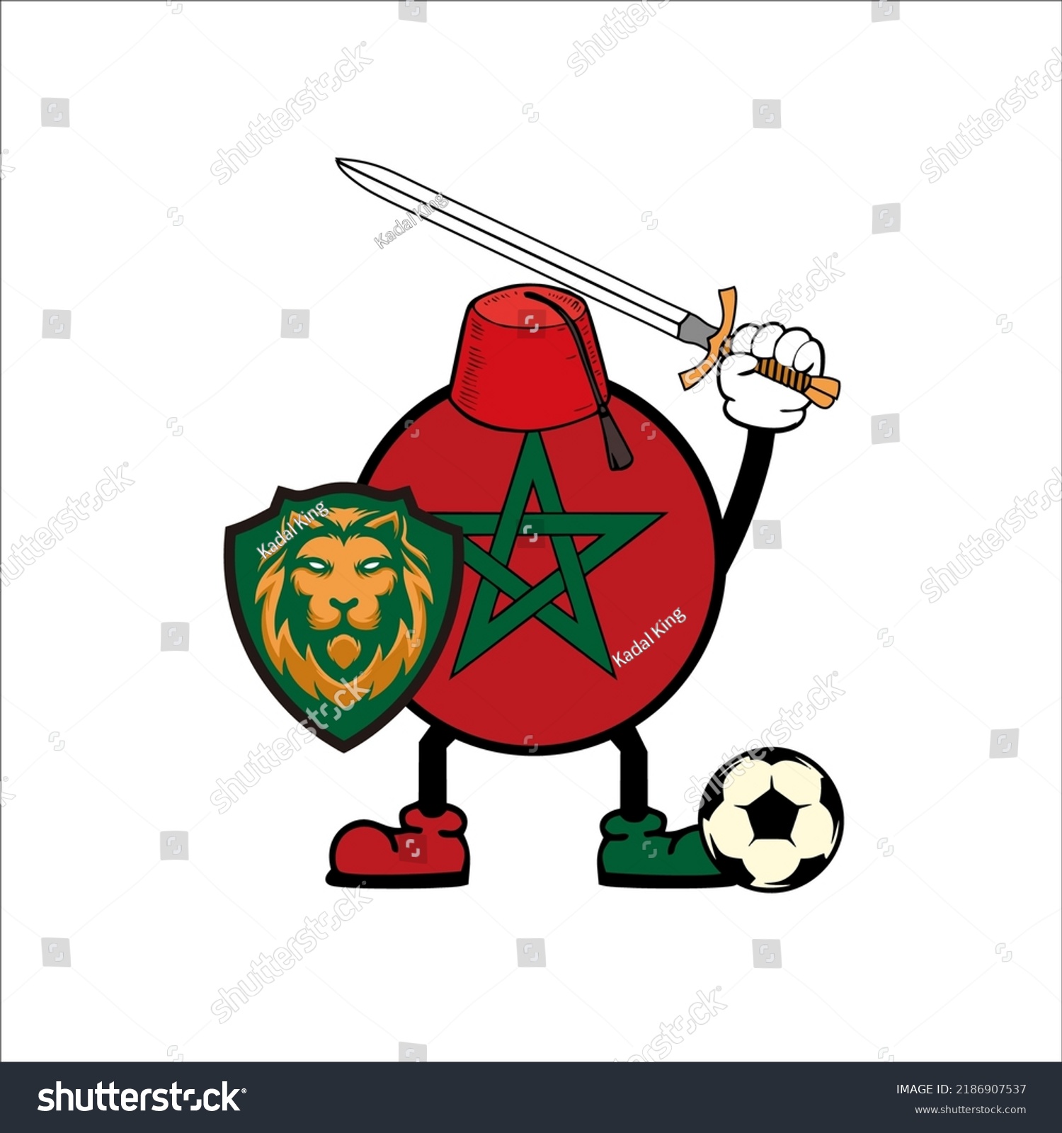 Moroccan Football Character Mascot Design World Stock Vector (Royalty 