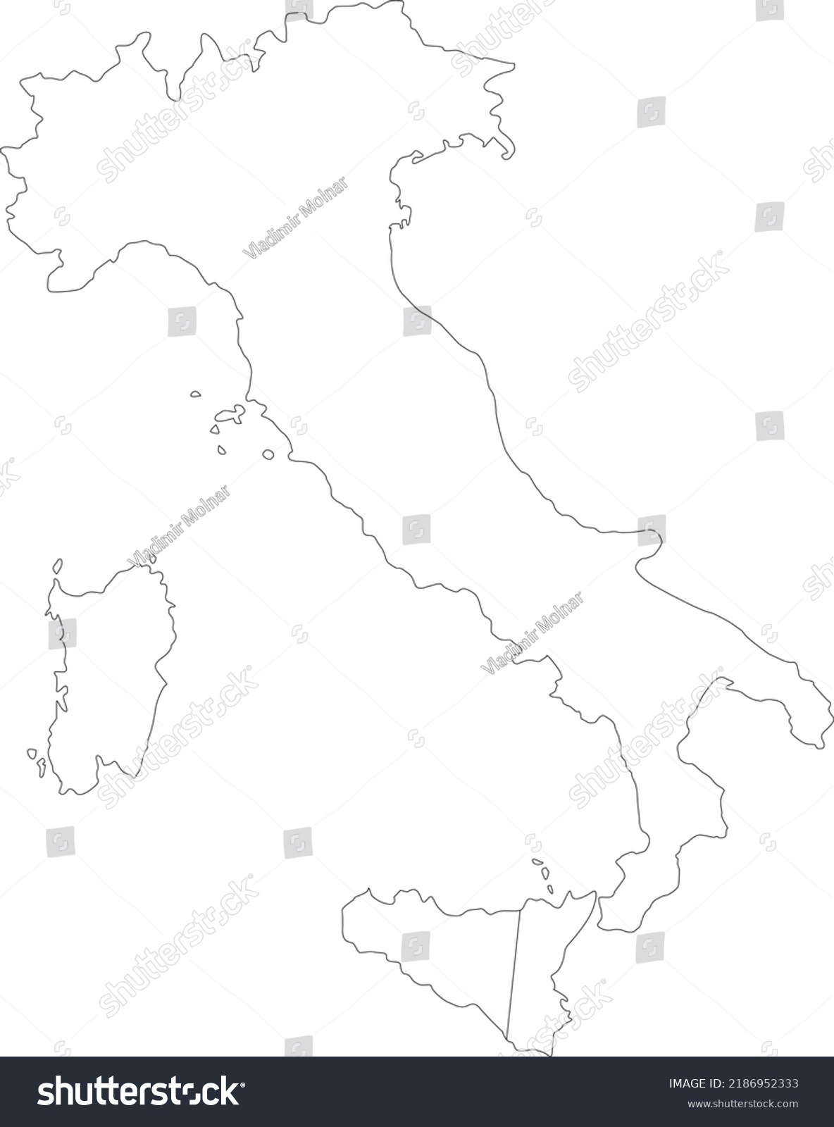 Vector Illustration Italy Map Stock Vector (Royalty Free) 2186952333 ...