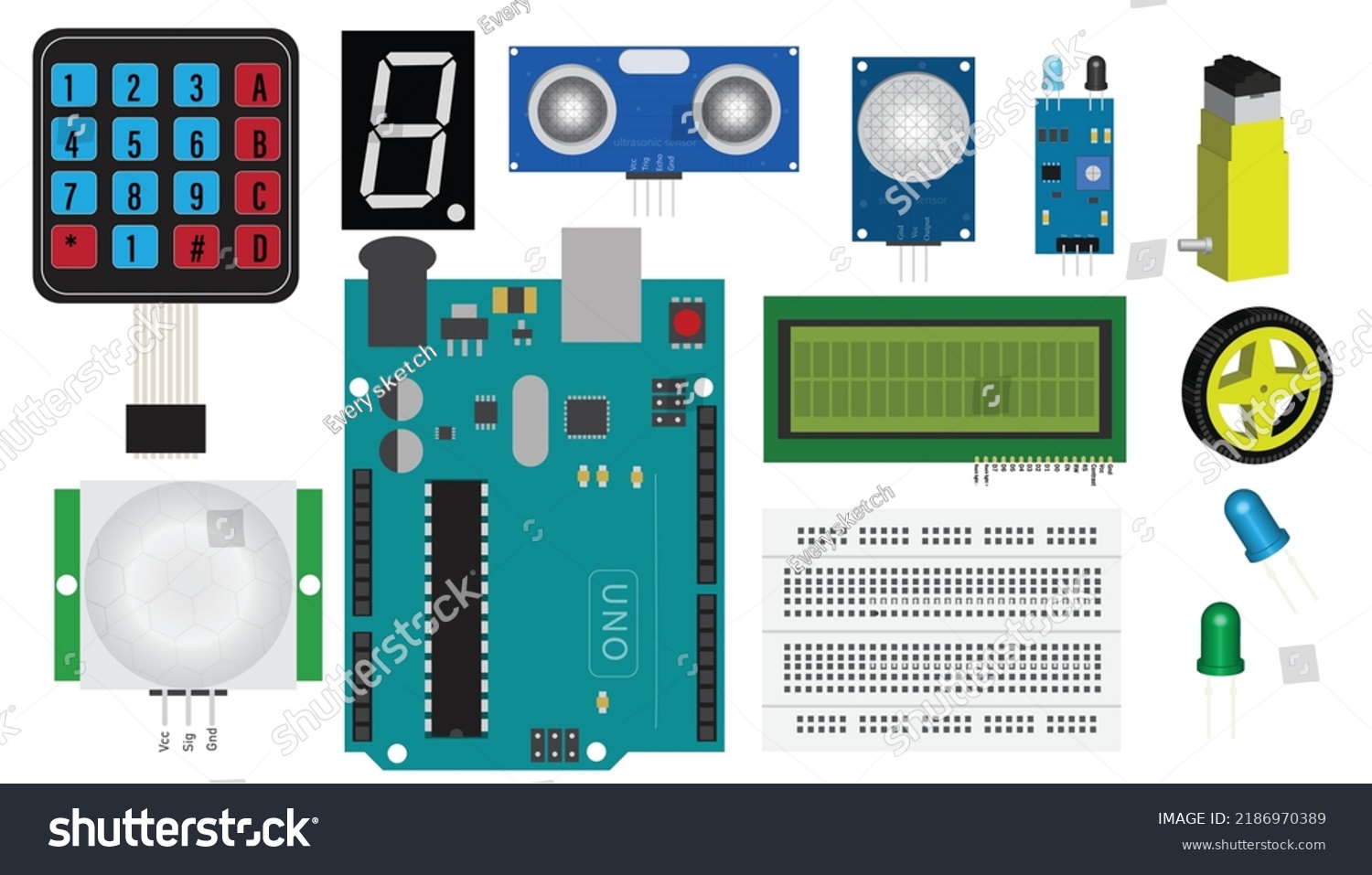 Arduino Kit Sensor Modules Lcd Keypad Stock Vector (Royalty Free ...