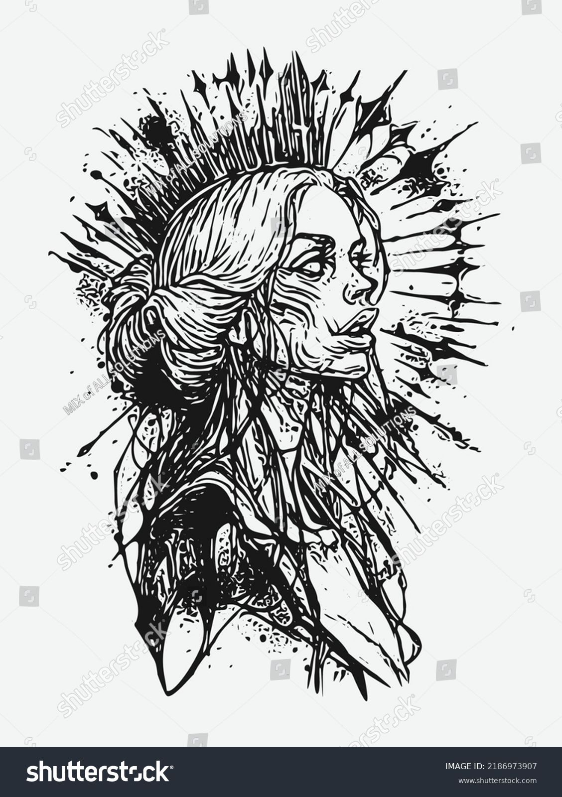 Vector Tattoo Template Girl Tattoo Lady Stock Vector (Royalty Free ...