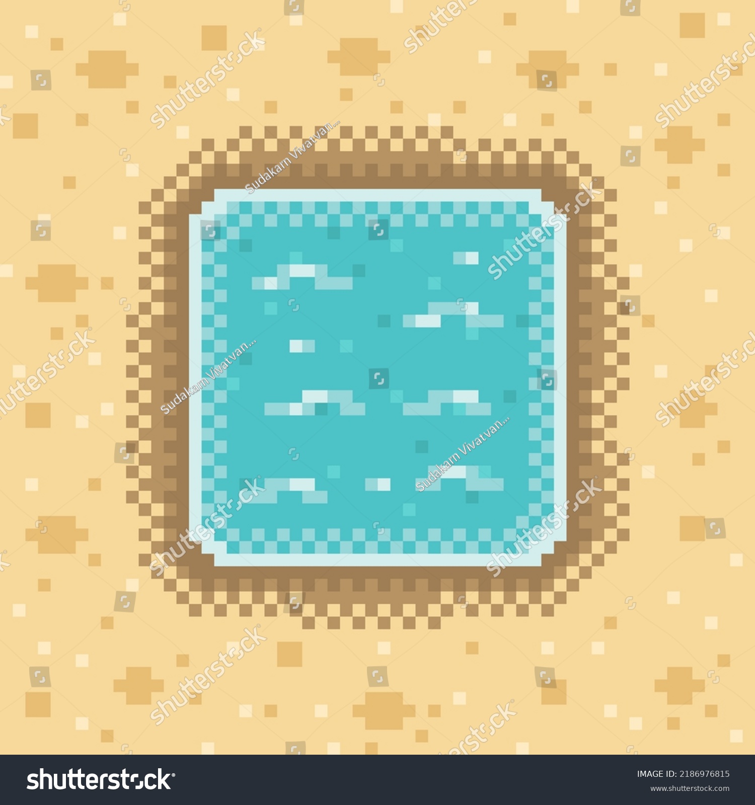 Oasis top view pixel art vector stock vector royalty free 2186976815