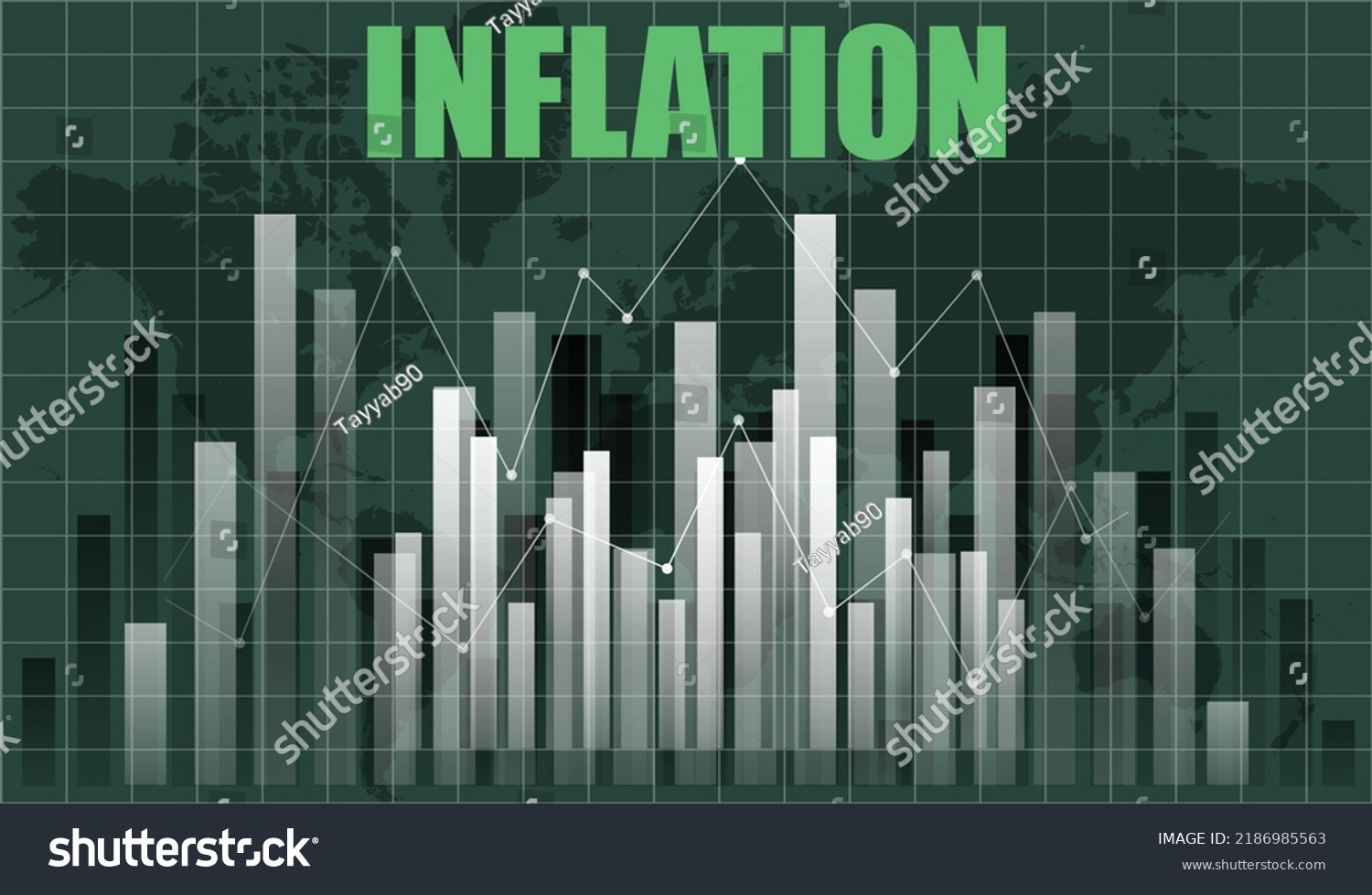 Inflation Background Worldwide Graph Showing Increase Stock Vector ...