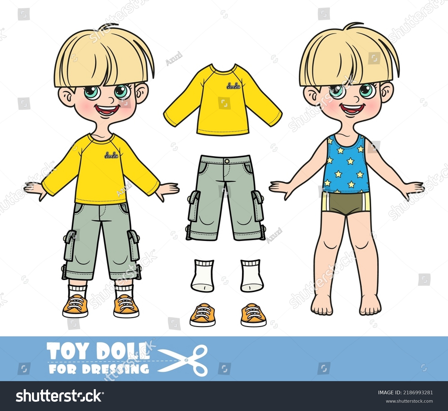 Cartoon Pottrimmed Boy Dressed Clothes Separately Stock Vector (Royalty ...