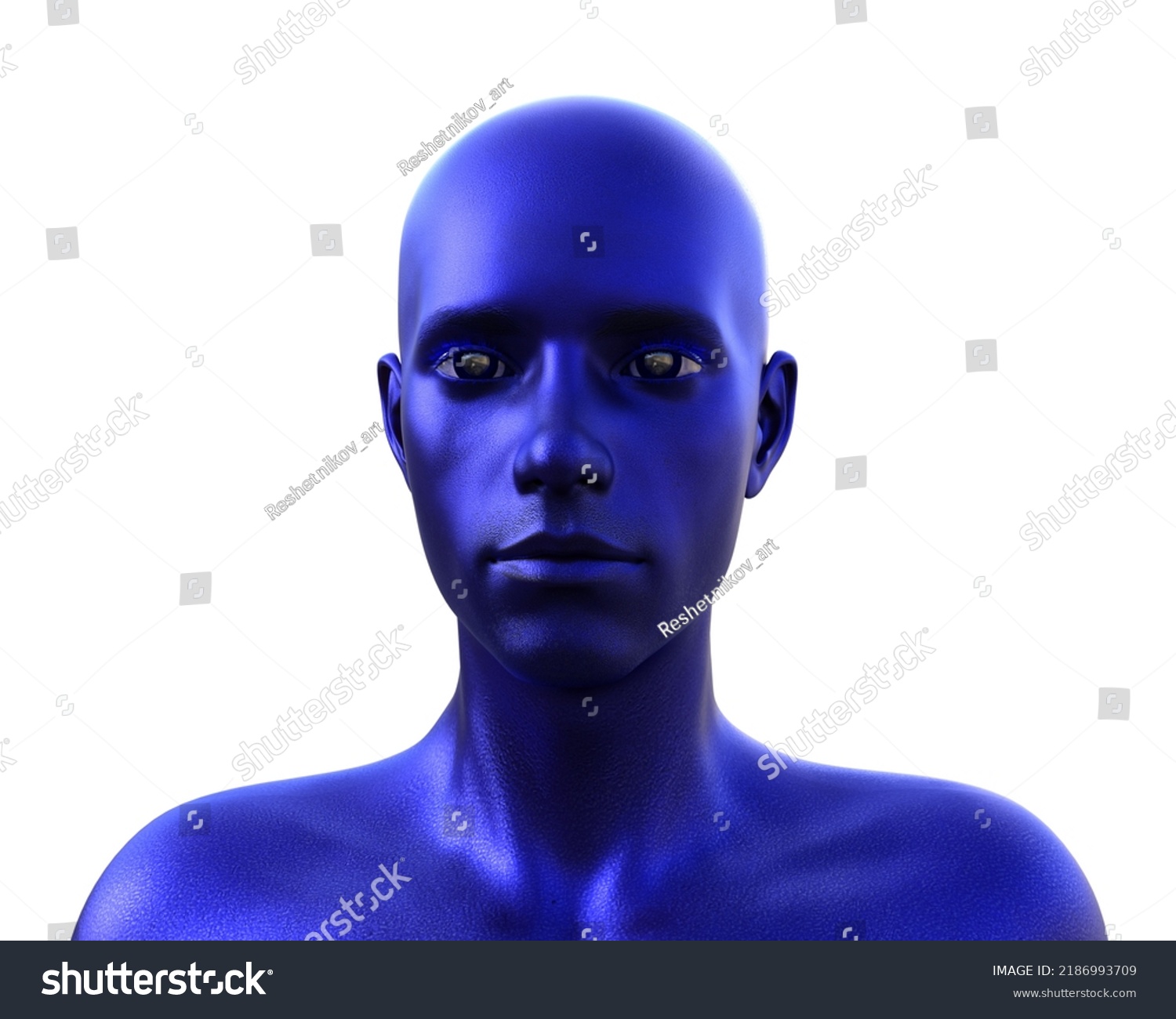 3d Render Portrait Blue Bald Man Stock Illustration 2186993709 Shutterstock 1077