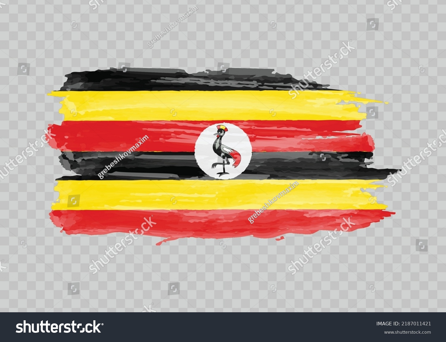 Watercolor Painting Flag Uganda Hand Drawing Stock Vector (Royalty Free ...