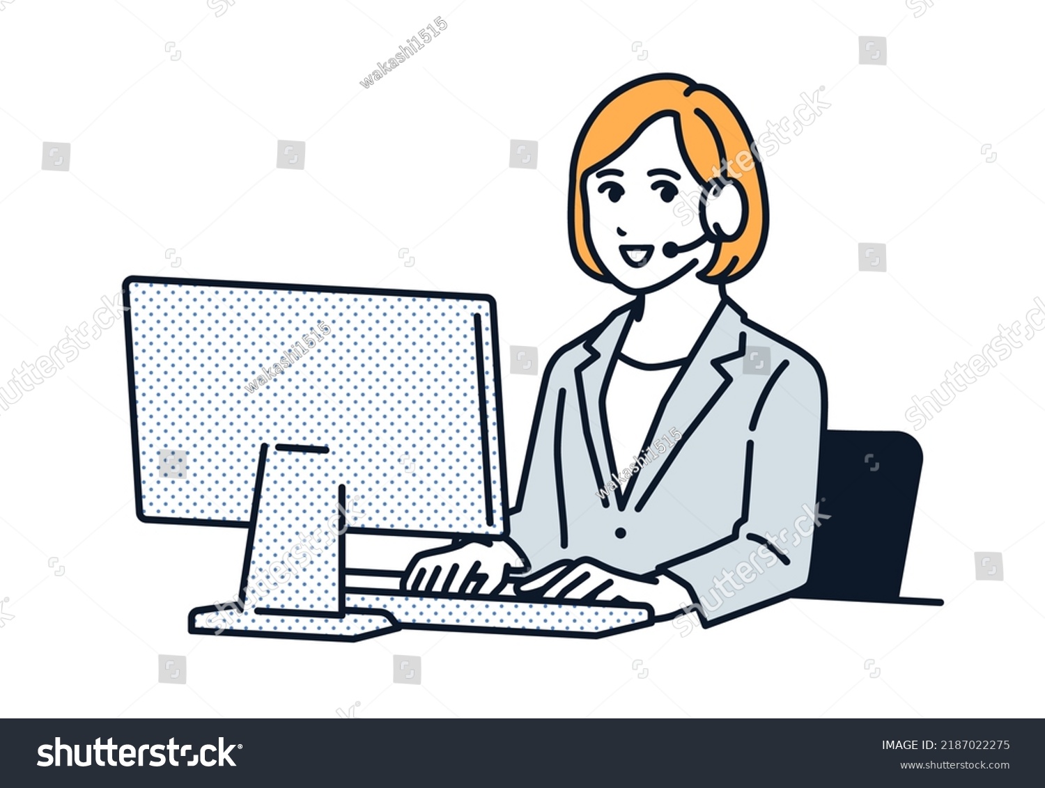 Call Center Women Vector Illustration Material Stock Vector (Royalty ...