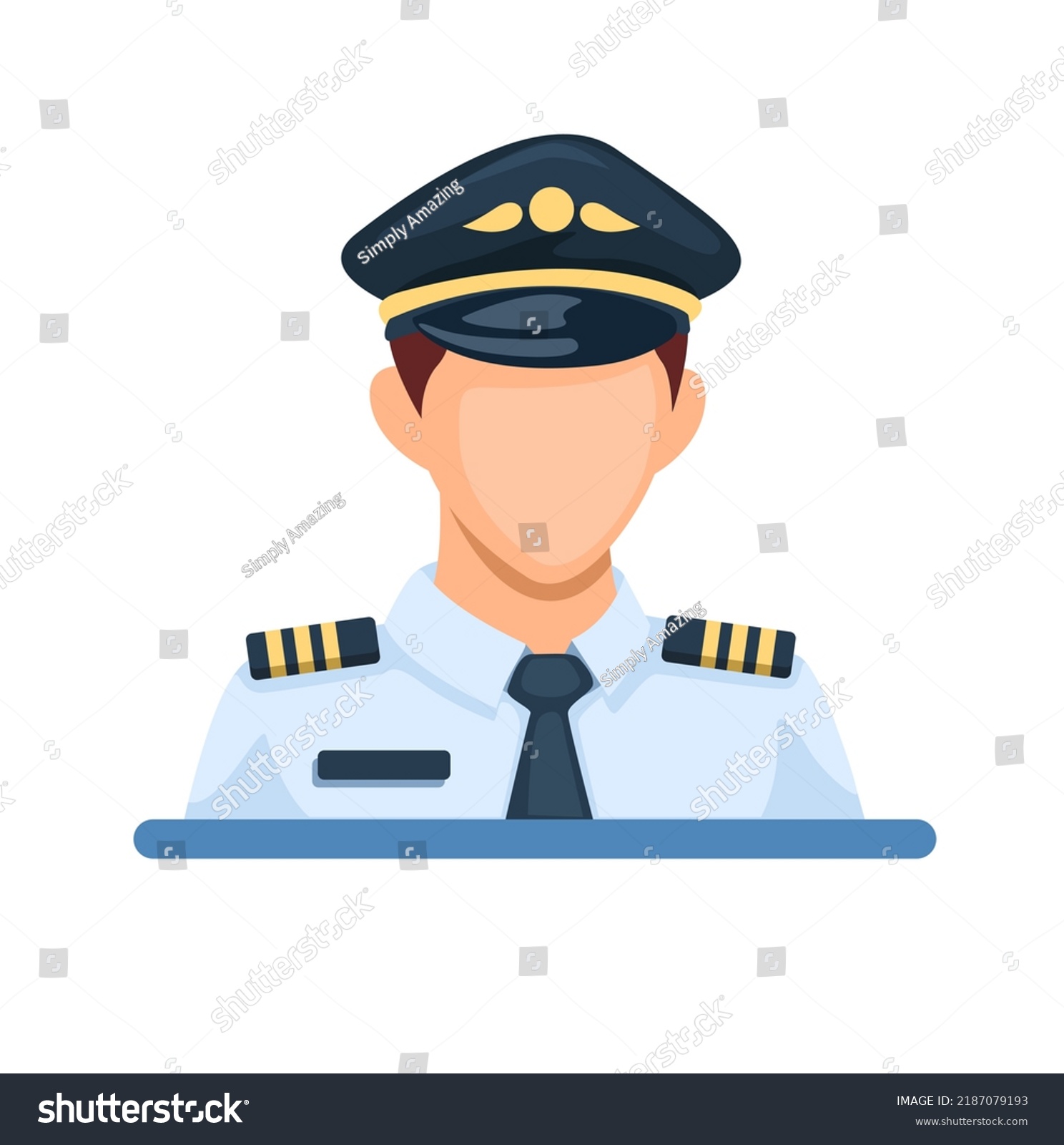 Pilot Figure Character Symbol Cartoon Illustration Stock Vector ...