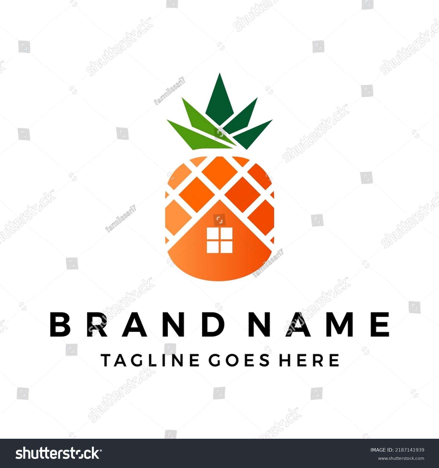 Pineapple Home Logo Design Vector Template Stock Vector (Royalty Free