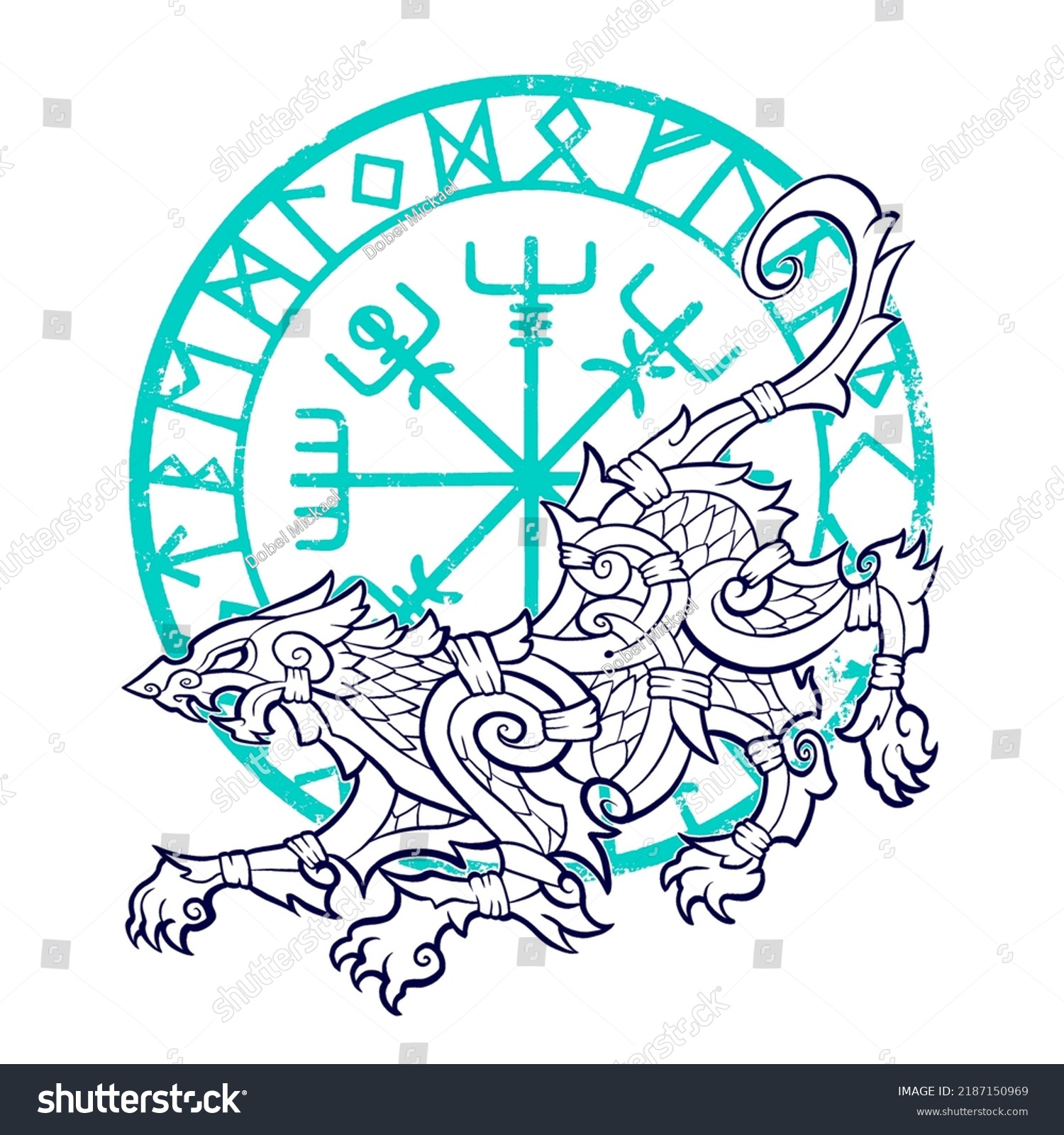 Norse Design Fenrir Vegvisir Stock Illustration 2187150969 | Shutterstock