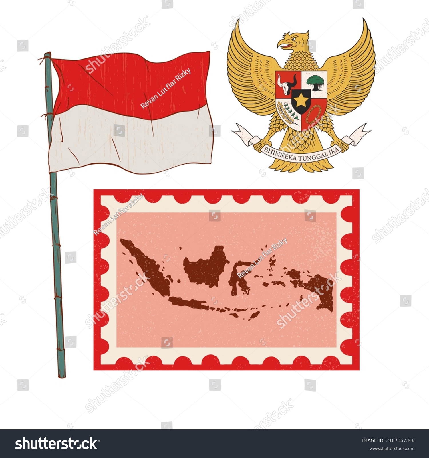 Garuda Pancasila Indonesian Red White Flag Stock Vector Royalty Free 2187157349 Shutterstock 0468