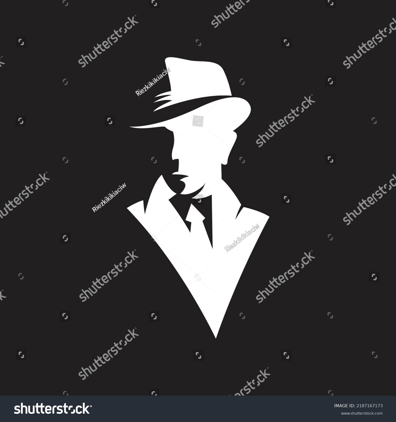 Silhouette Mans Face Hat Contrasting White Stock Vector (Royalty Free ...