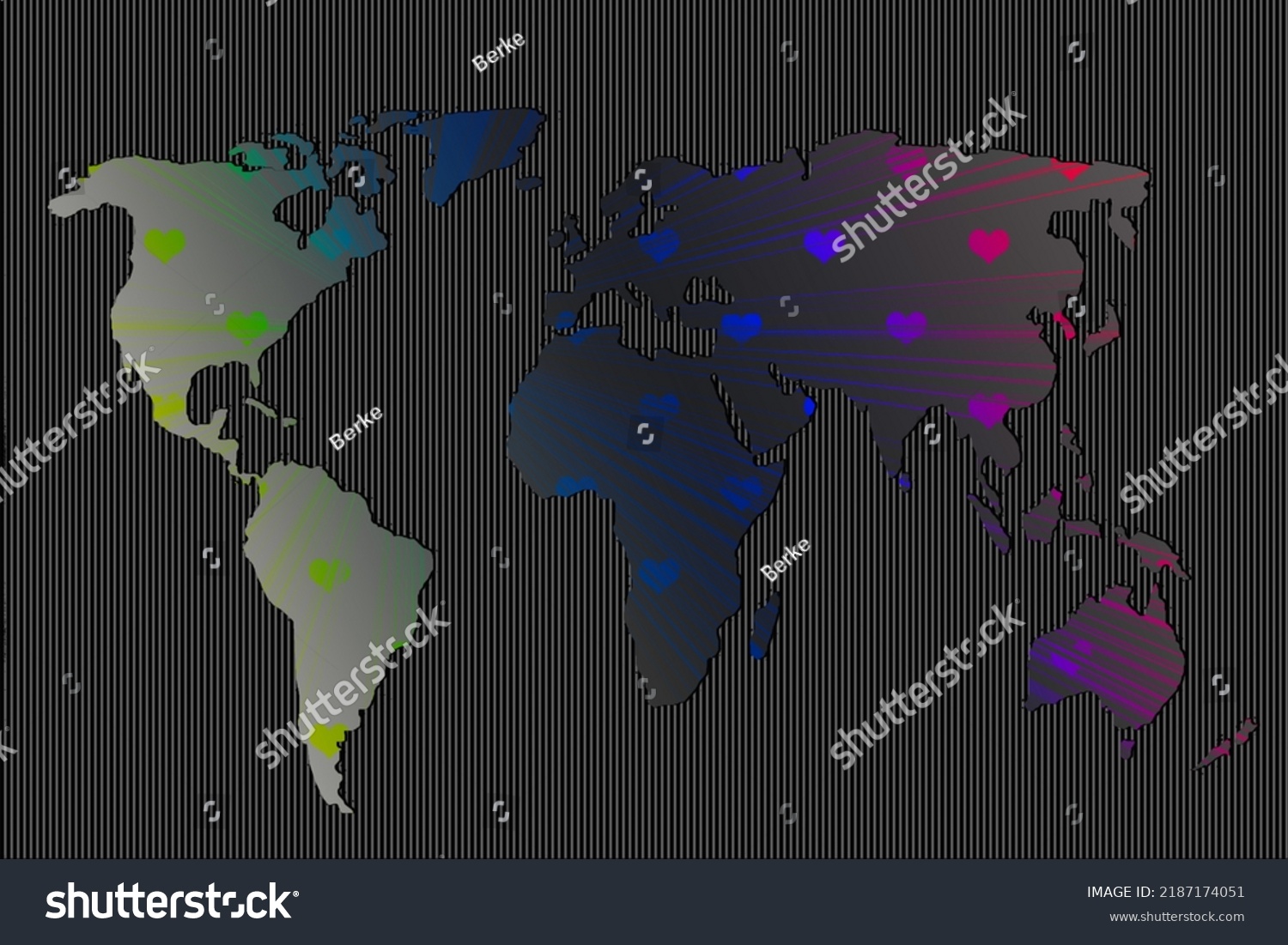 World Map Design Heart Pattern Earth Stock Illustration 2187174051 ...