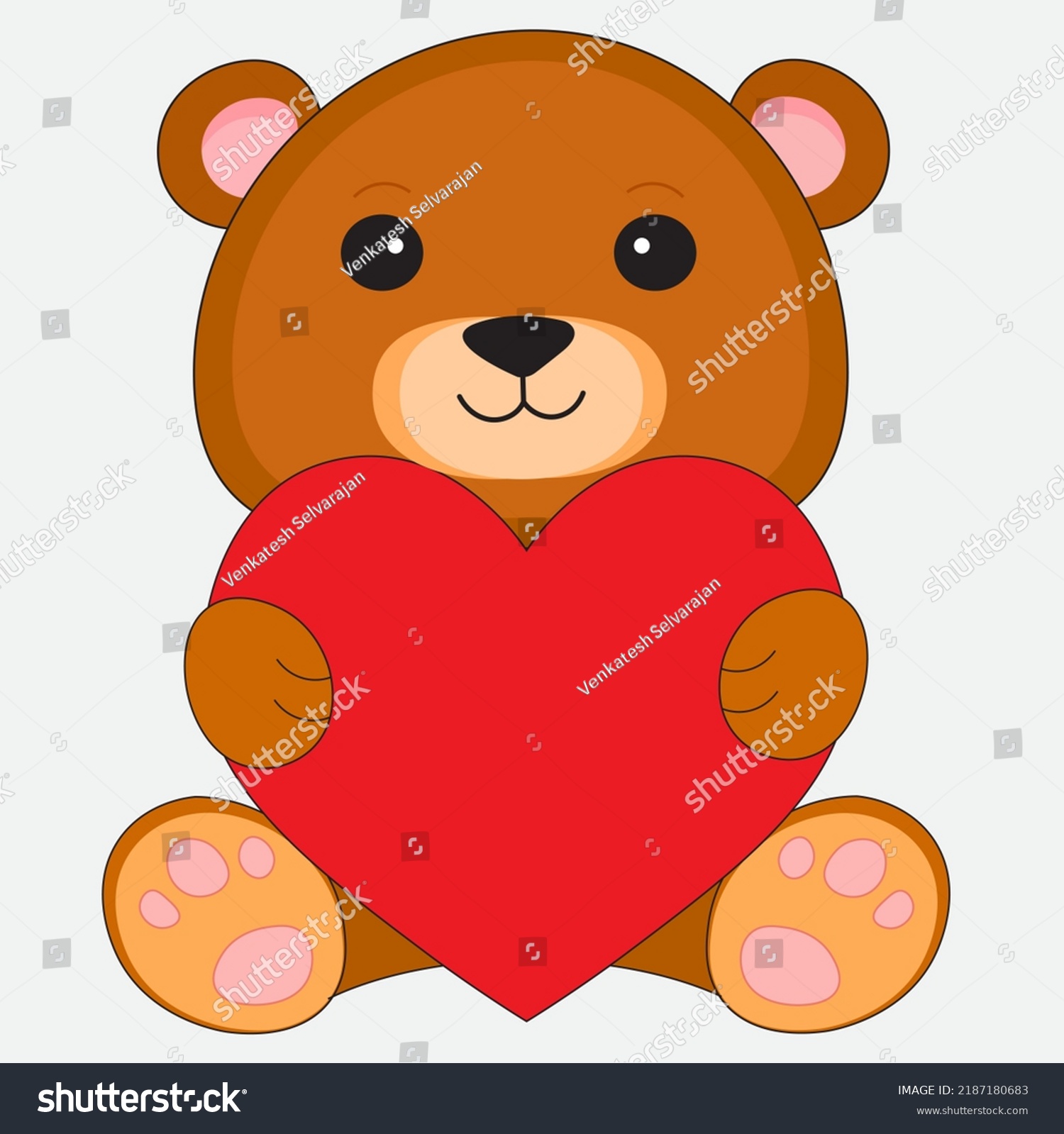 Teddy Bear Heart Vector Illustration Stock Vector (Royalty Free ...