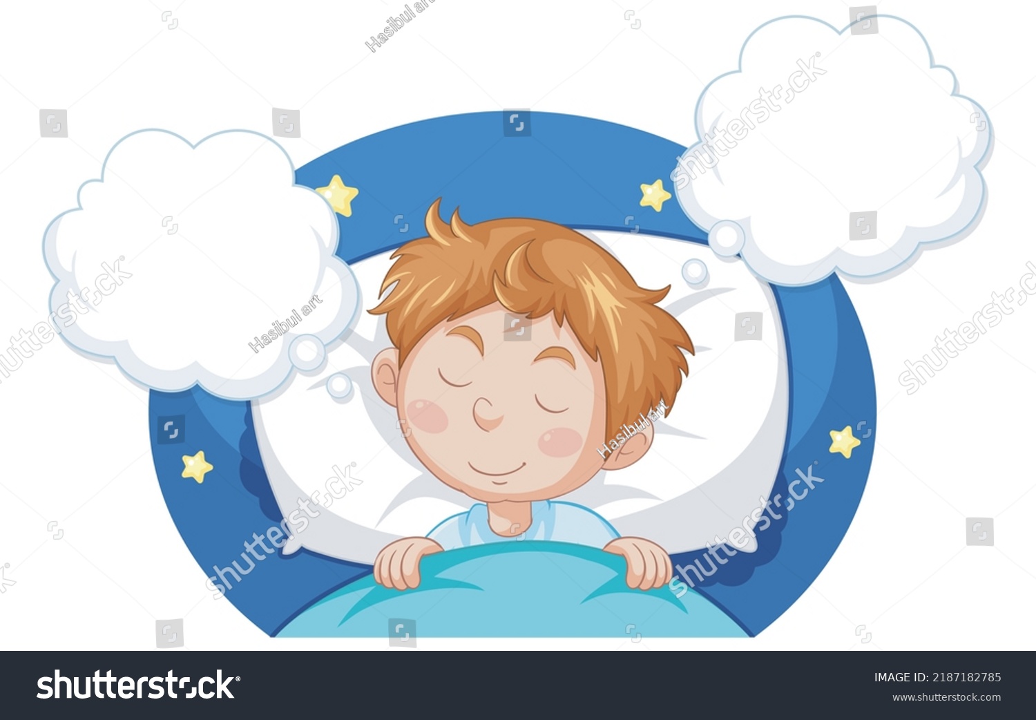 Cute Boy Sleeping Clipart Vector Stock Vector (Royalty Free) 2187182785 ...