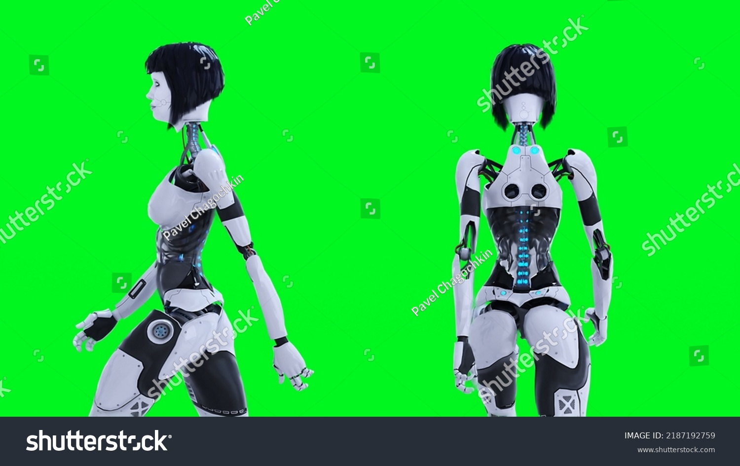 Female Sexy Robot Walking Green Screen Stock Illustration 2187192759 Shutterstock