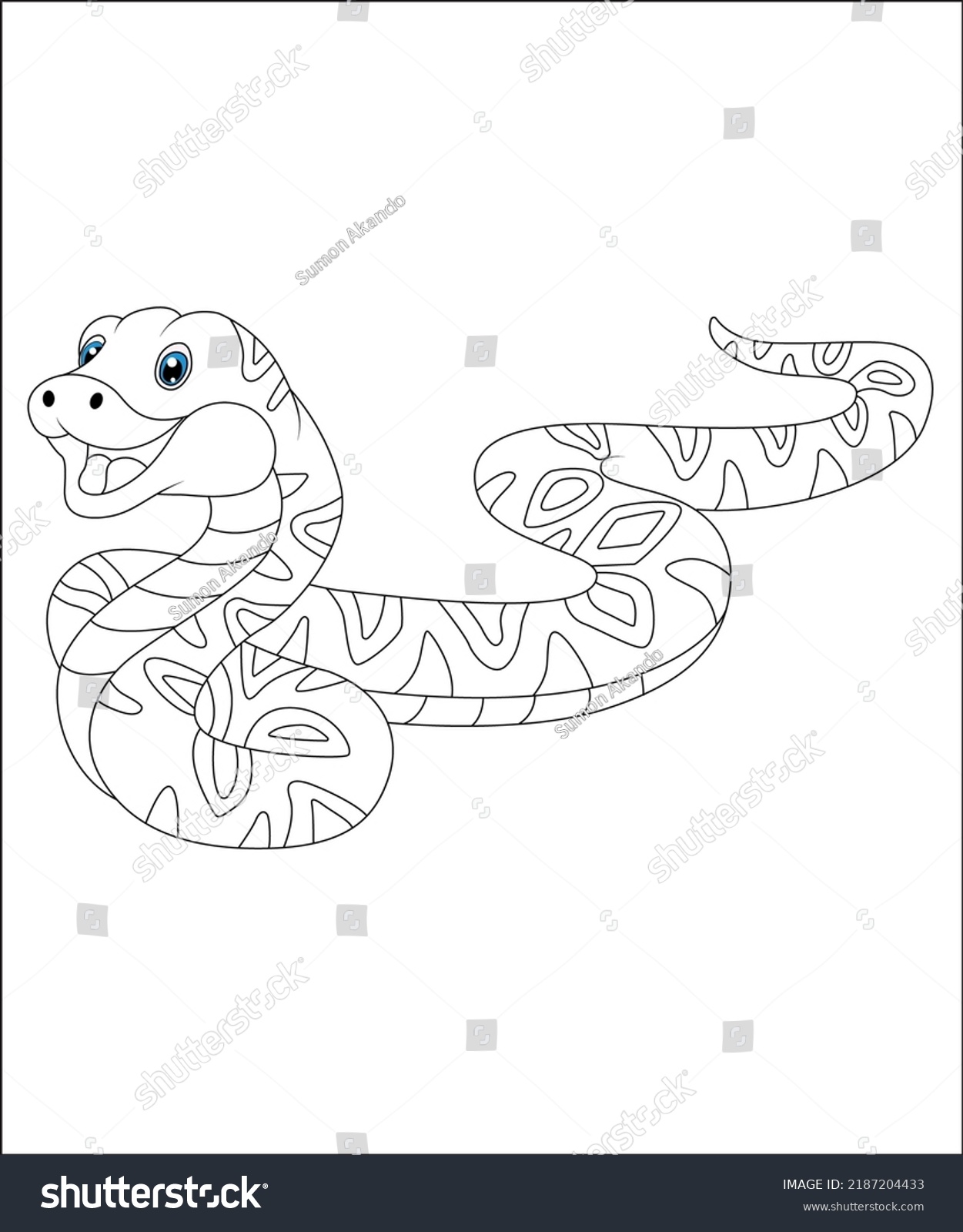 Snake Coloring Page Coloring Book Page Stock Vector (Royalty Free ...