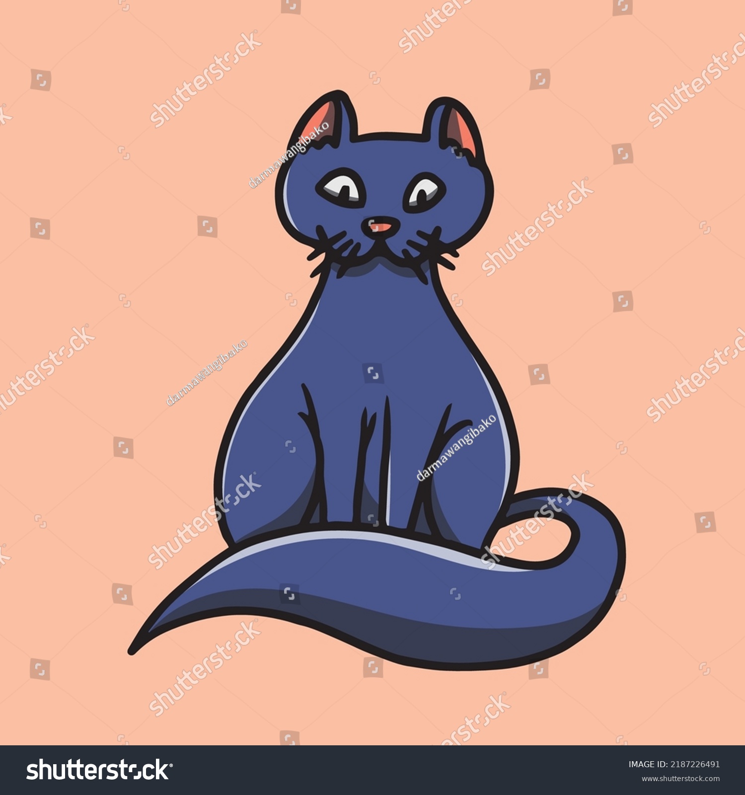 Hand Drawn Cute Black Cat Illustration Stock Vector Royalty Free 2187226491 Shutterstock 2113