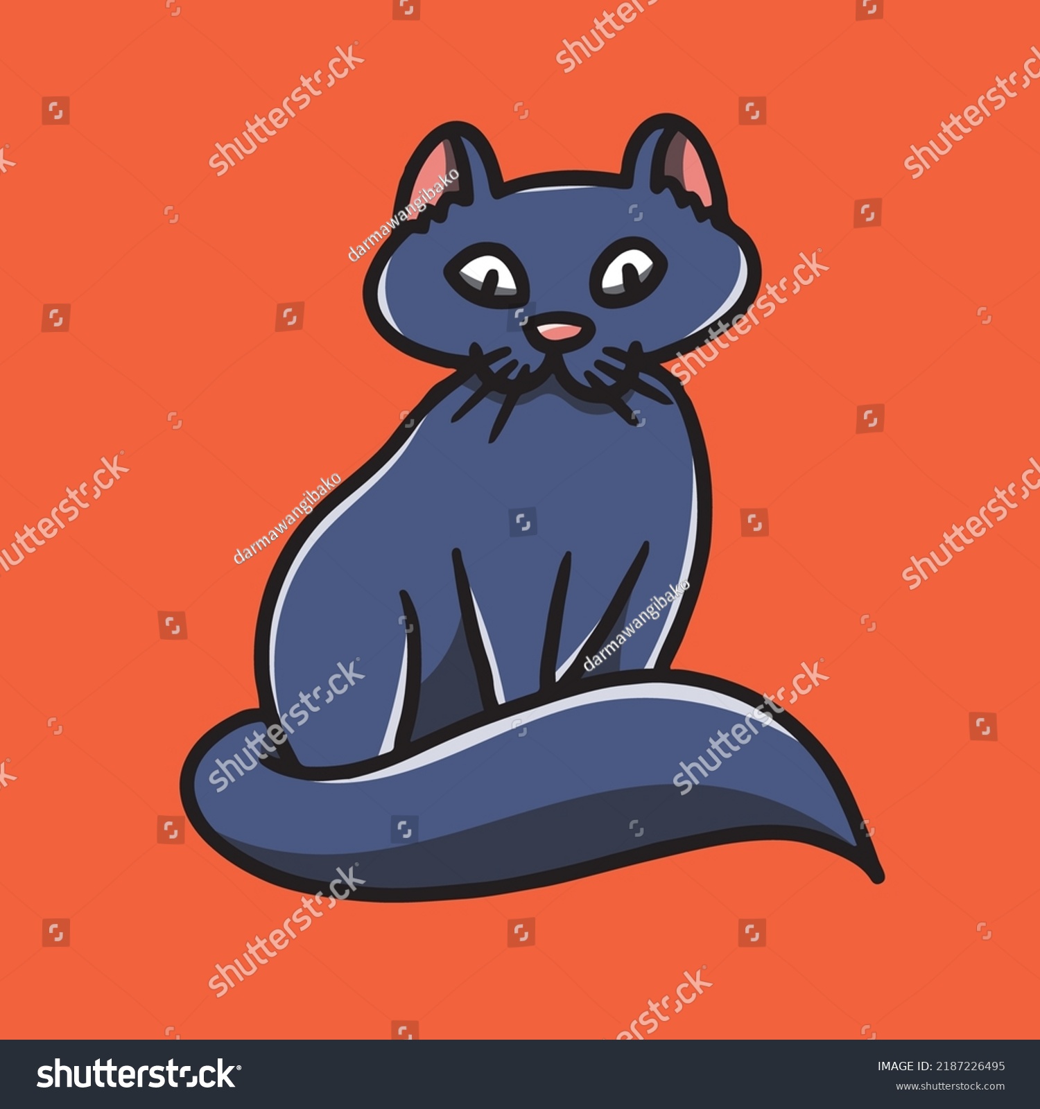 Hand Drawn Cute Black Cat Illustration Stock Vector Royalty Free 2187226495 Shutterstock 0542