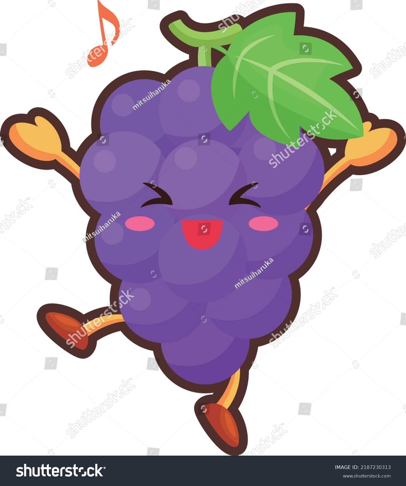 Illustration Cute Grape Character Who Very Stock Vector (Royalty Free ...