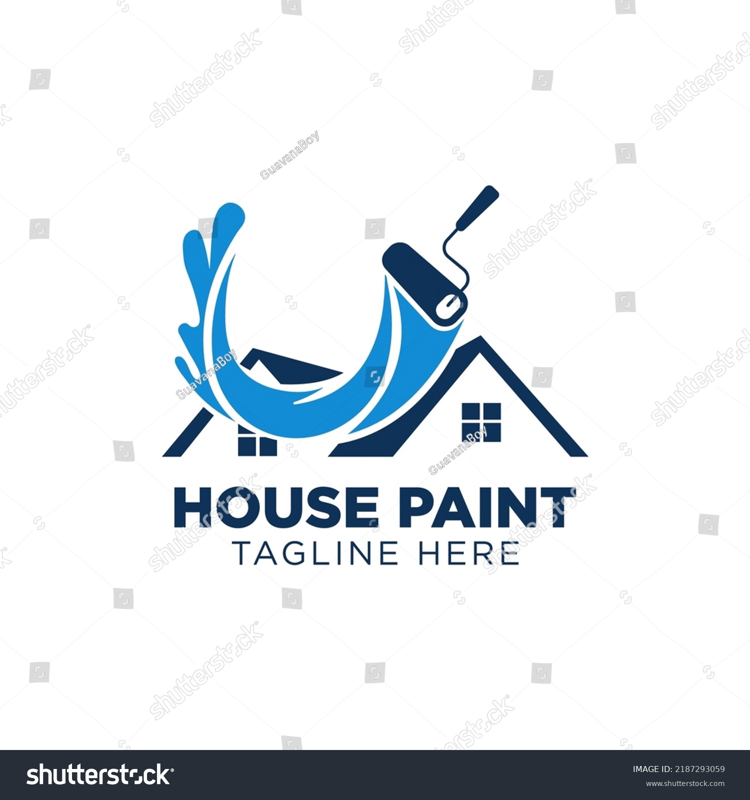 Blue Color House Painting Logo Business Stock Vector (Royalty Free ...